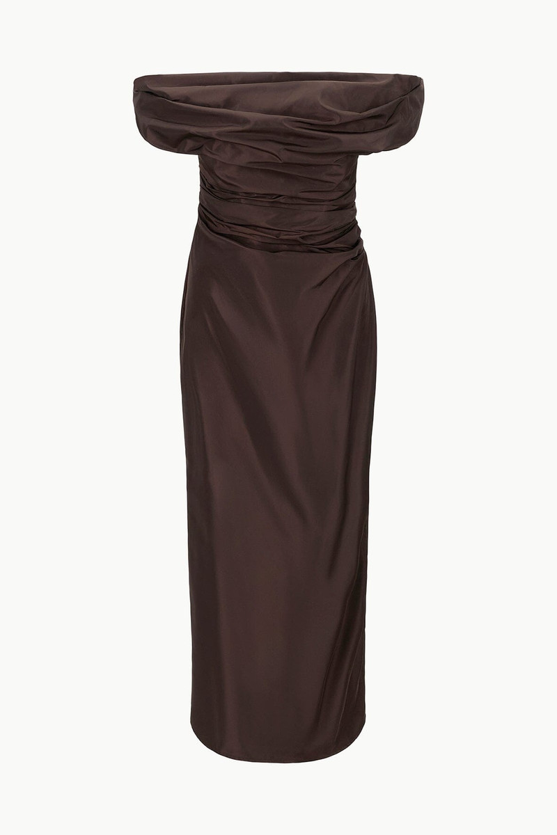 STAUD ANDREA DRESS DARK CHOCOLATE - 1
