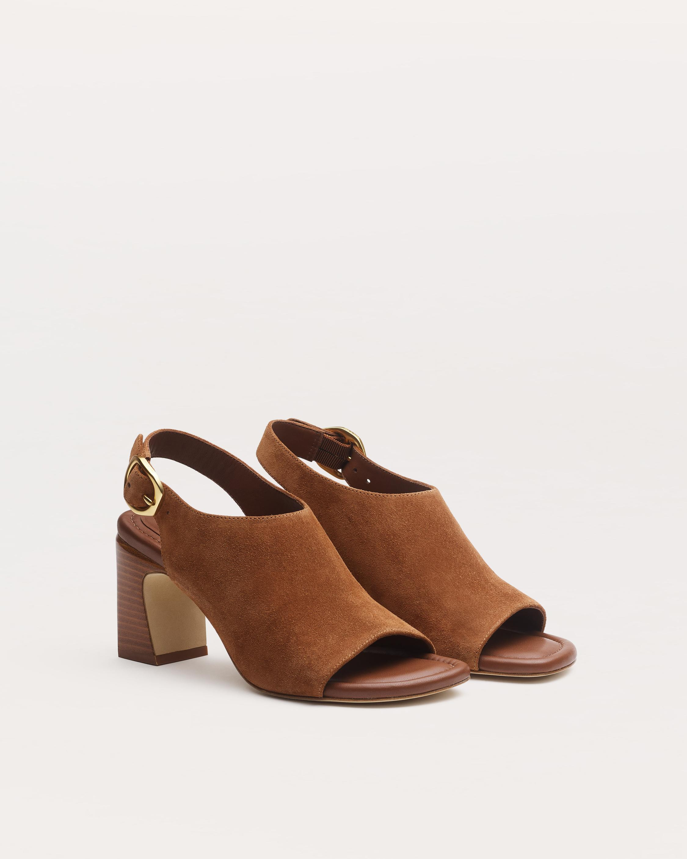 Gigi Block-Heel Italian Suede Slingback Sandals - 3