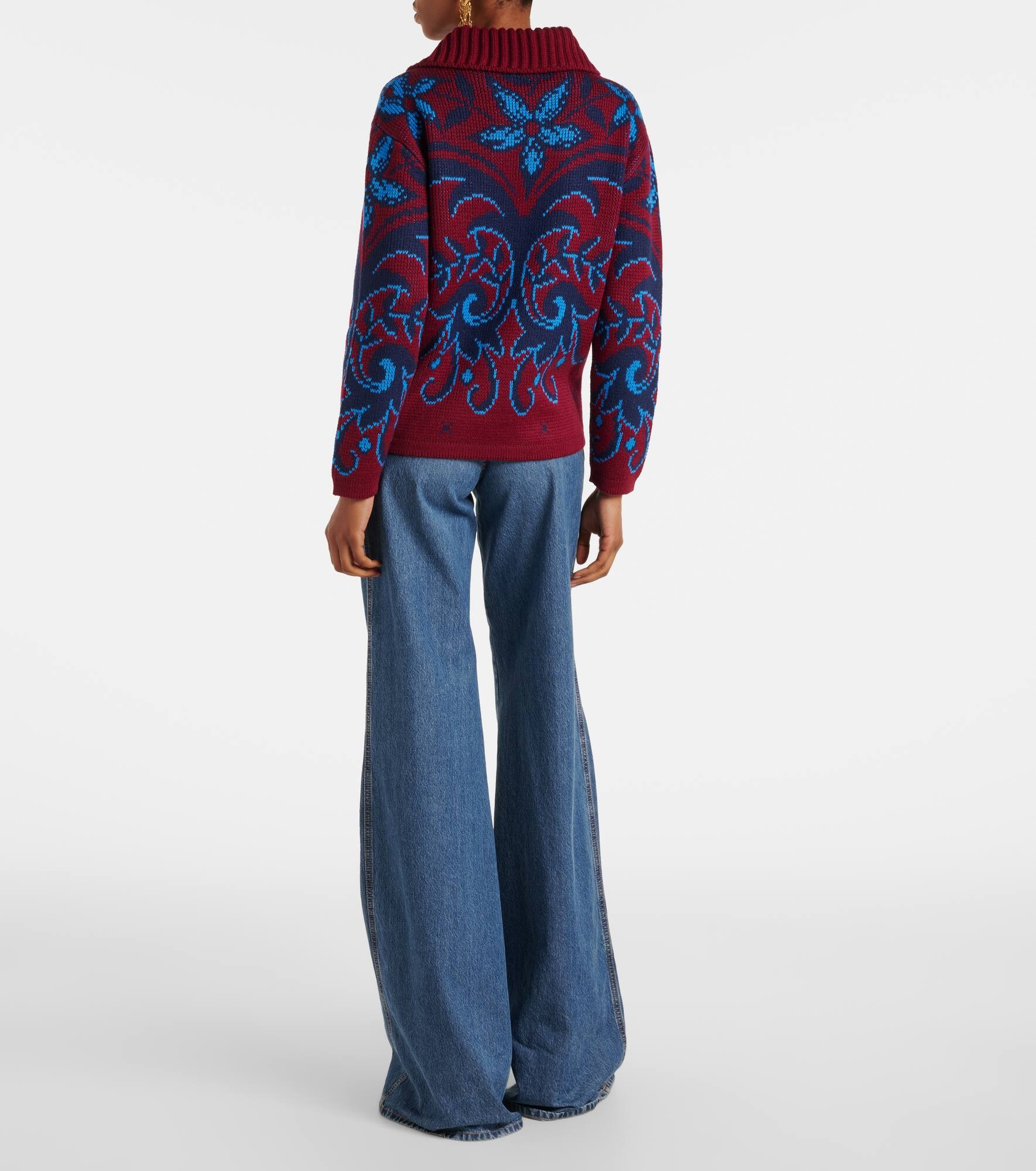 Paisley wool jacquard polo sweater - 3