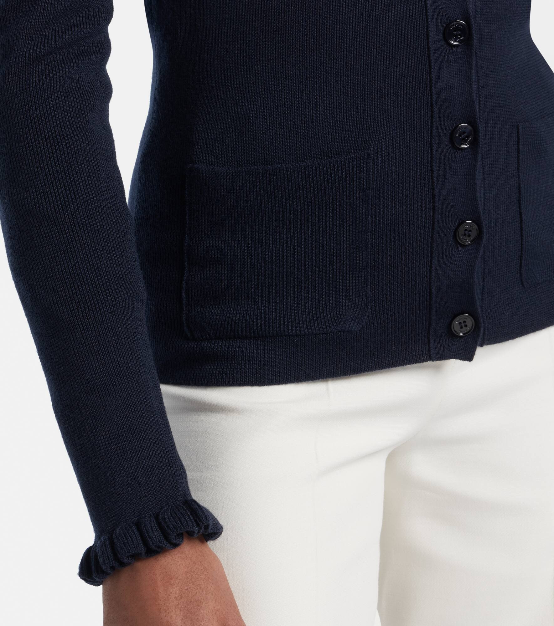 Ruffled virgin wool cardigan - 5