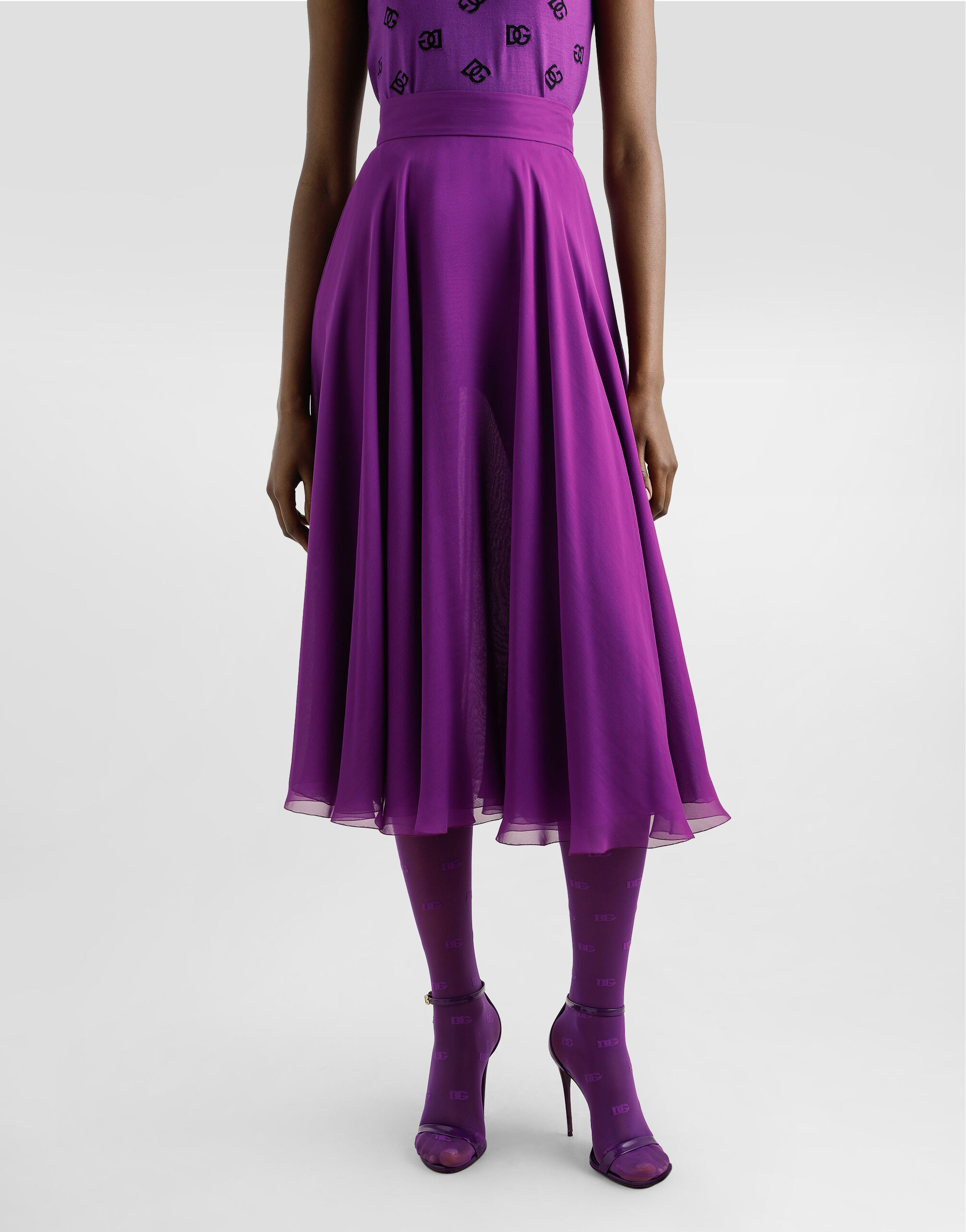 Chiffon midi skirt - 2