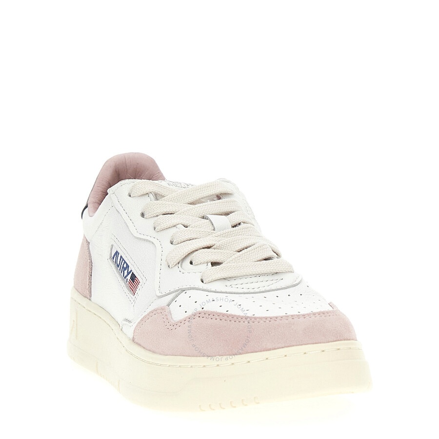 Autry Ladies Goat / Suede Powder / Black Medalist Low Top Sneakers - 2
