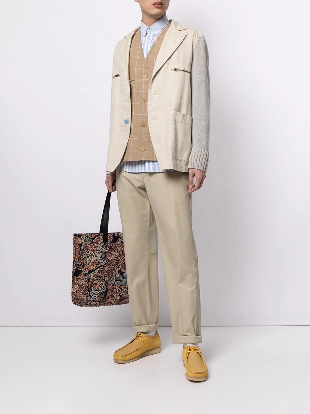 contrasting-sleeve cotton blazer - 2