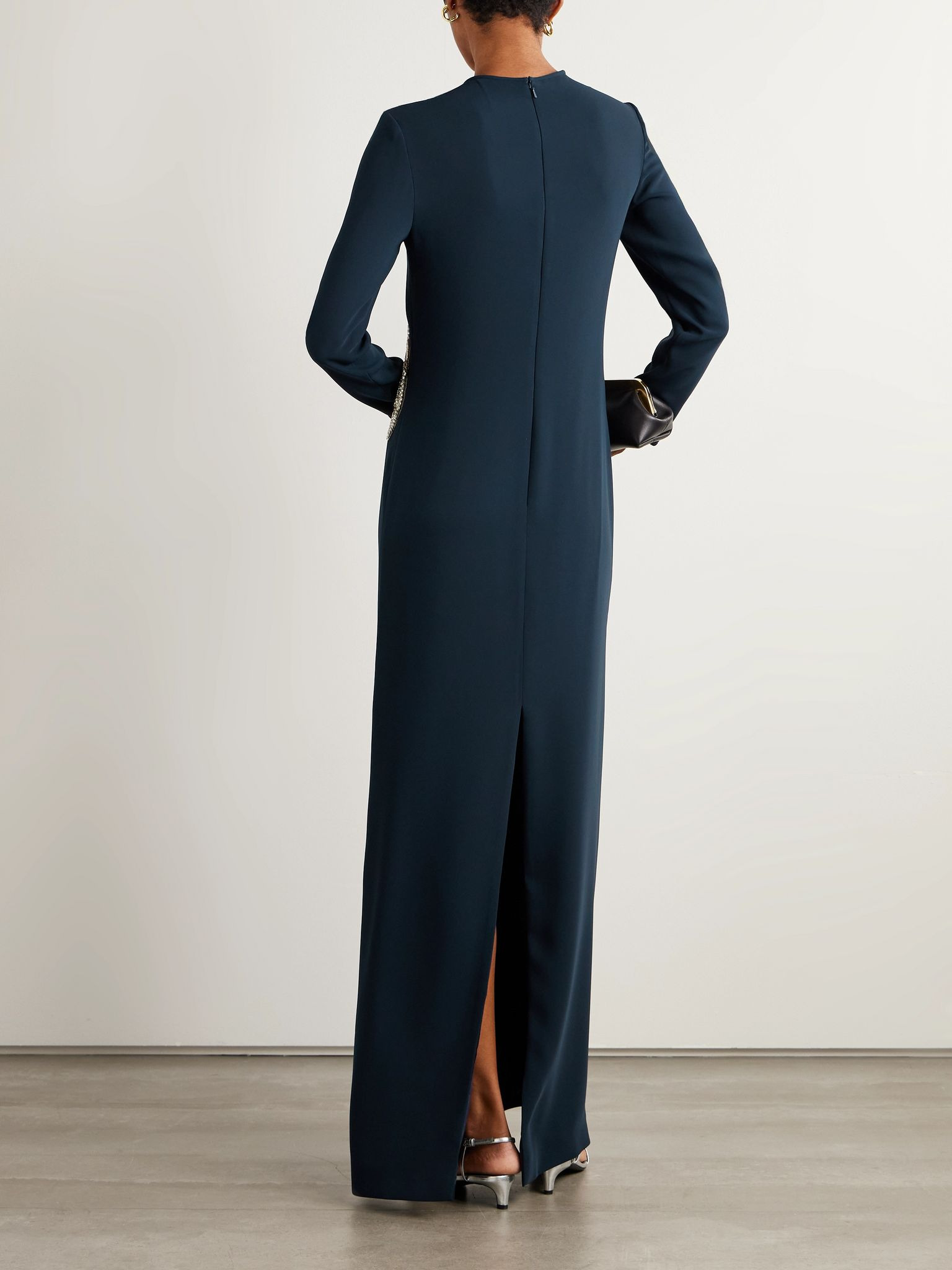 Nadine crystal-embellished crepe gown Navy - 3
