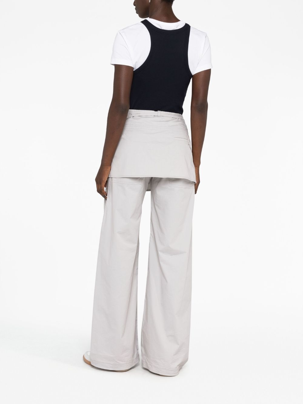 layered wide-leg skirt trousers - 6