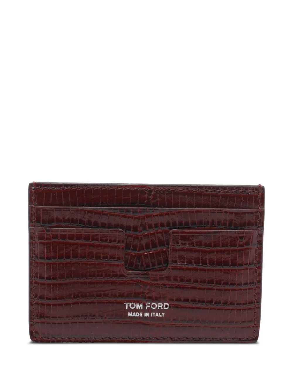 croc-effect leather card holder - 1