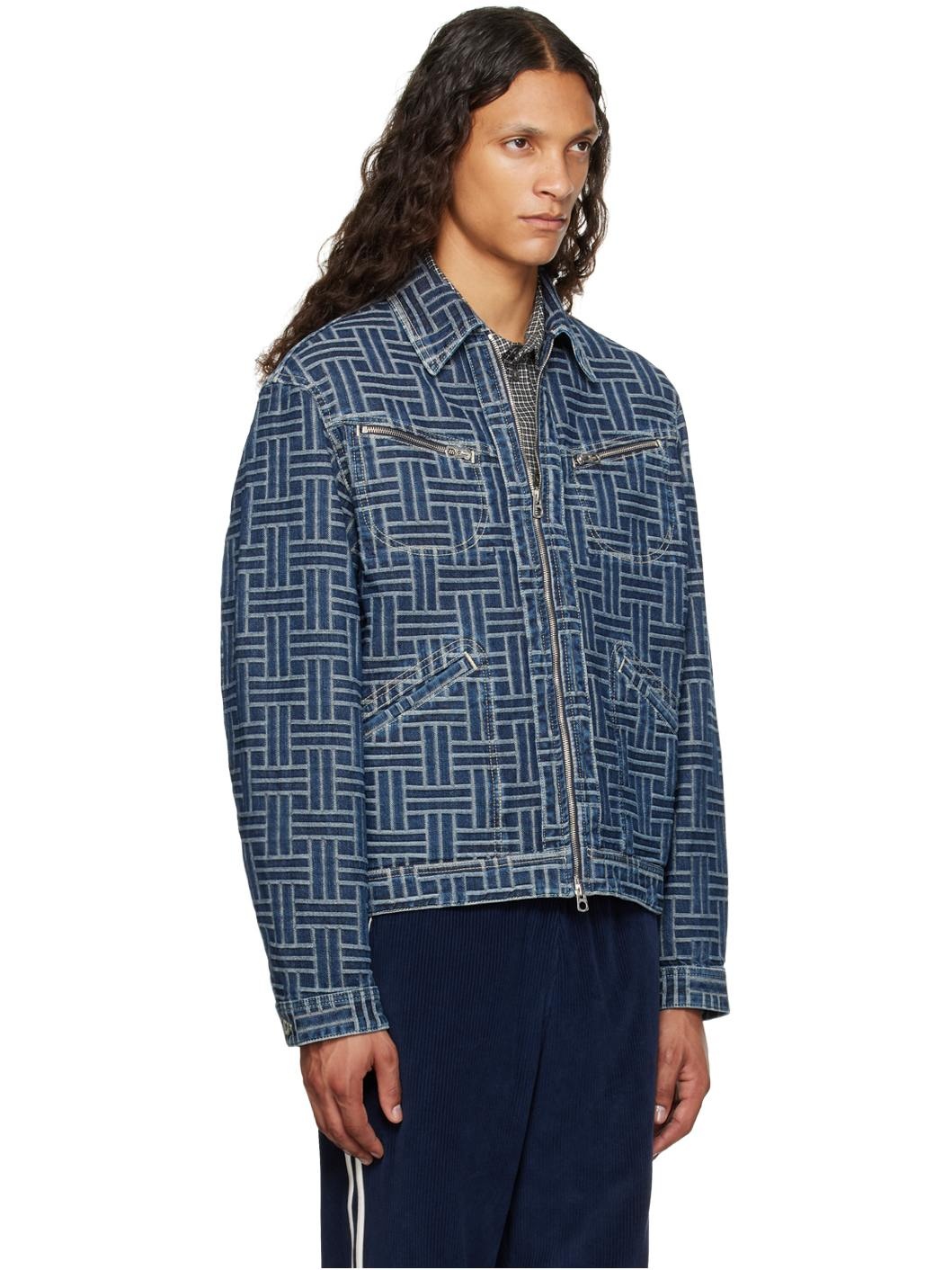 Blue Kenzo Paris 'Kenzo Weave' Denim Jacket - 2