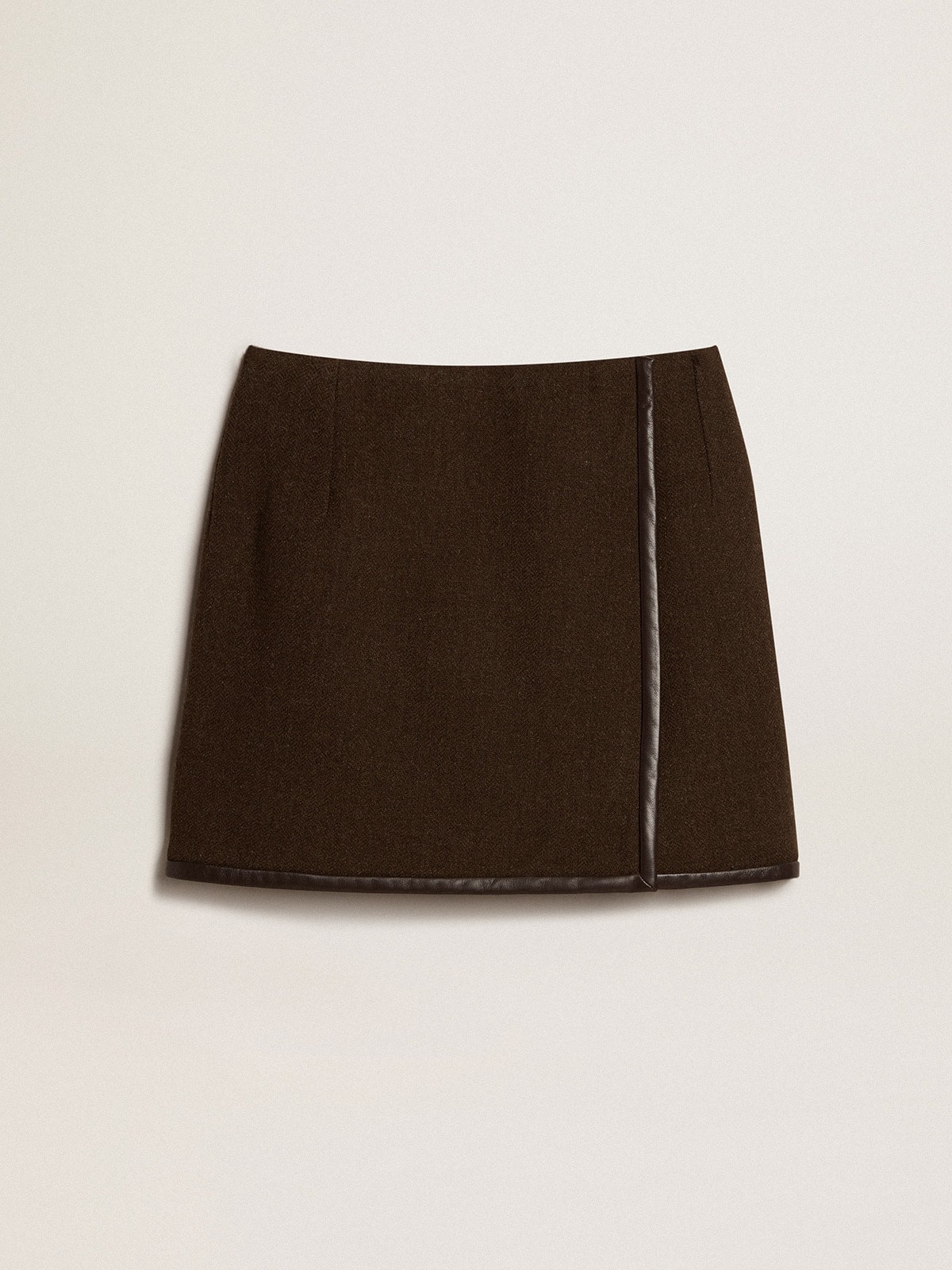 Bark-colored wool miniskirt - 1
