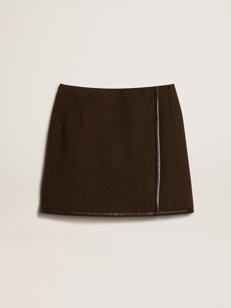 Bark-colored wool miniskirt 1