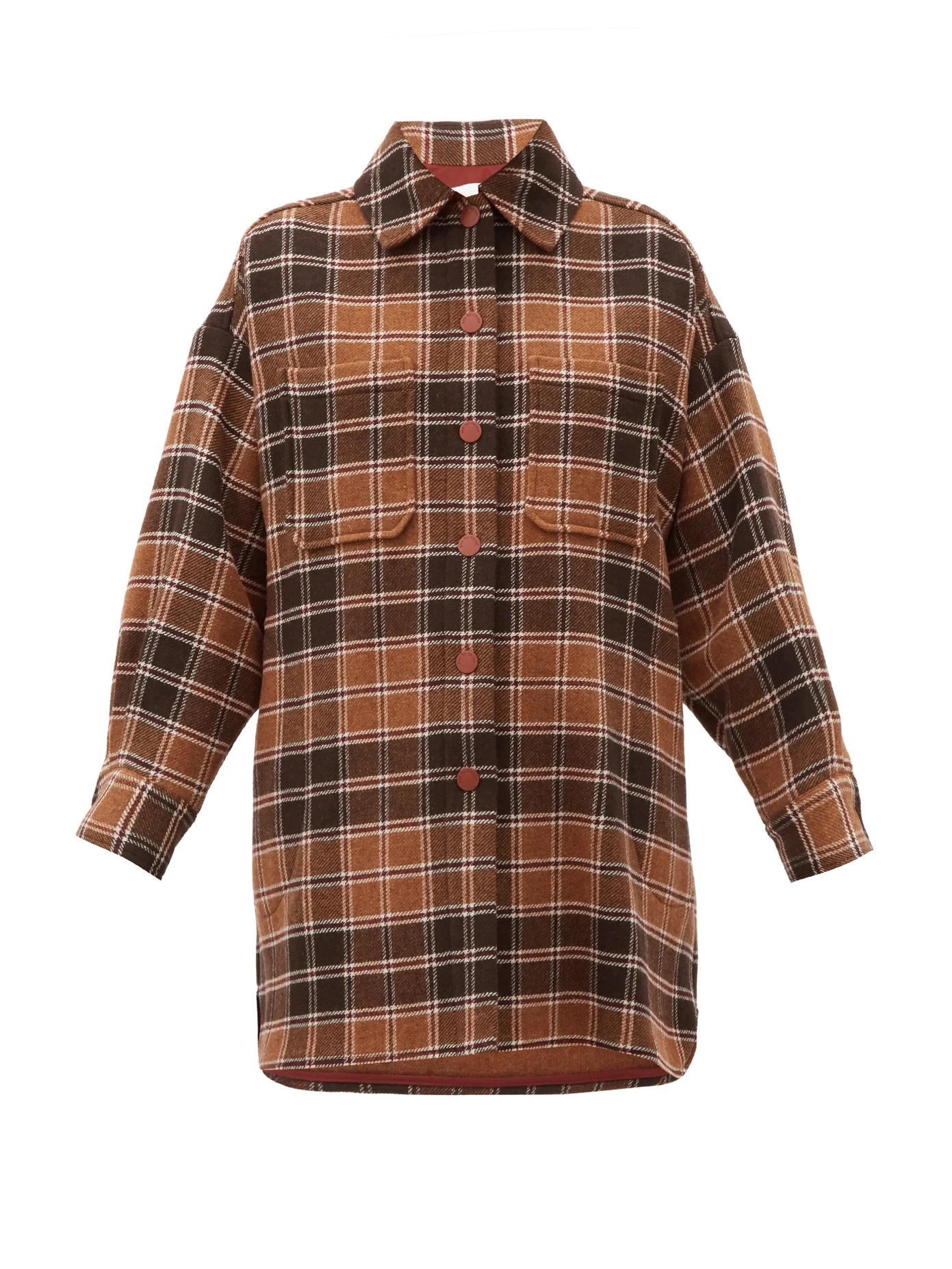 Checked wool-blend flannel shirt jacket - 1