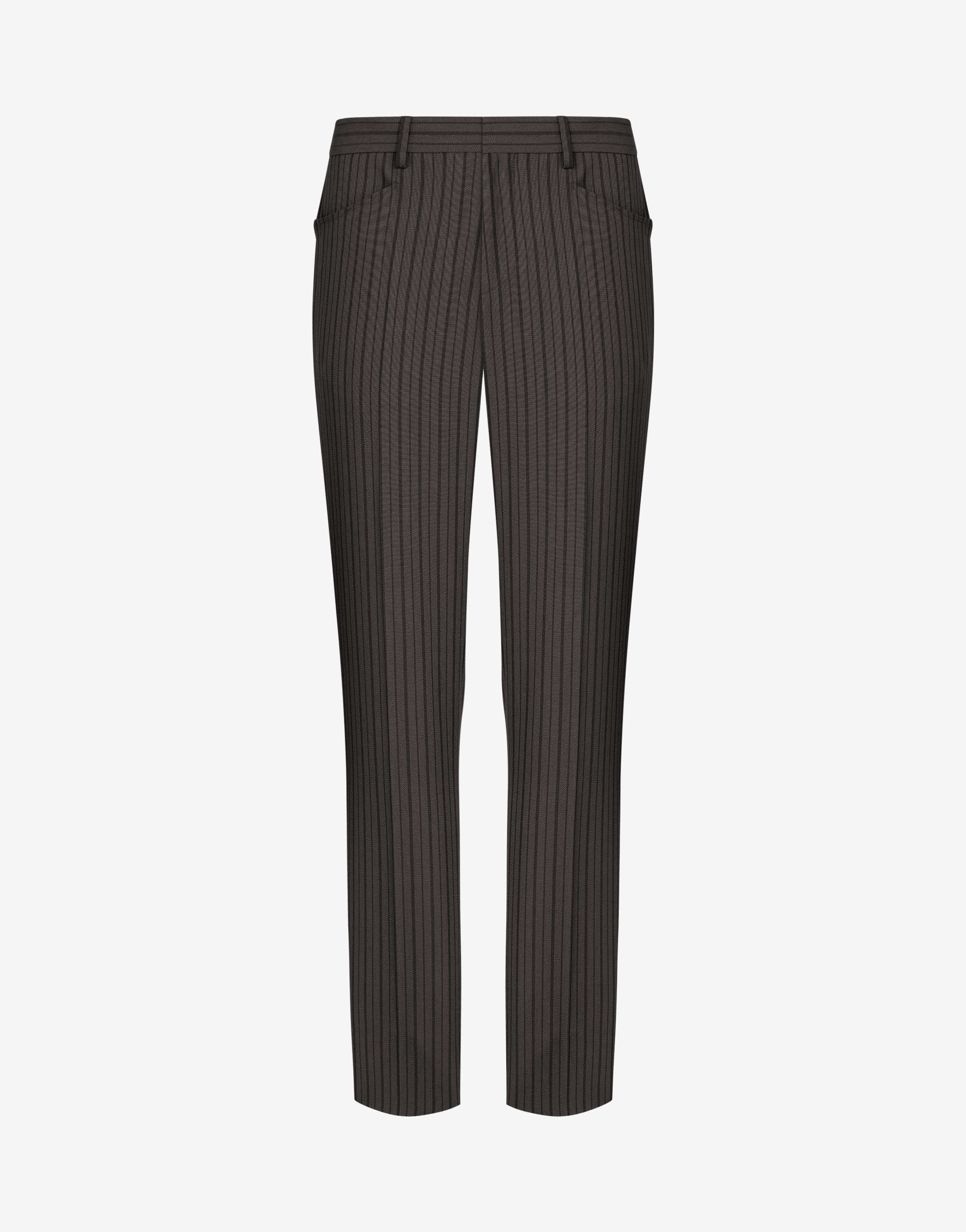 VISCOSE AND WOOL PINSTRIPE TROUSERS - 1