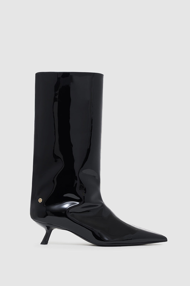 Hilda Wide Boots - Black Patent 1