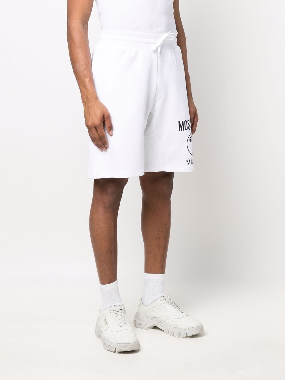 logo-print cotton track shorts - 3