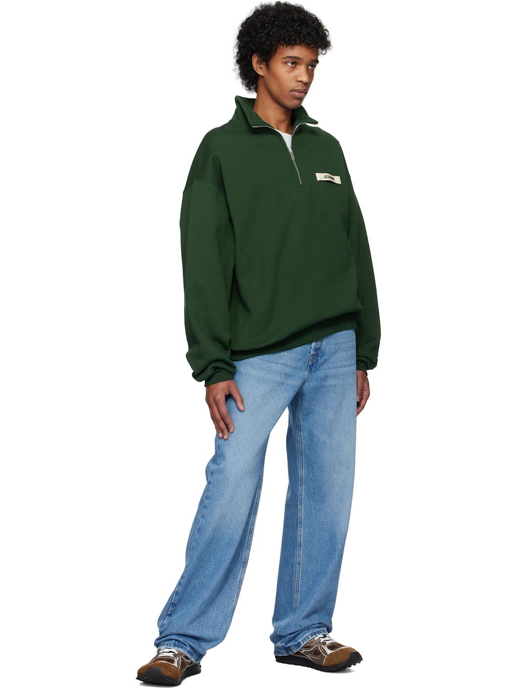 Green 'The Gros Grain zipped-rollneck' Sweatshirt - 4