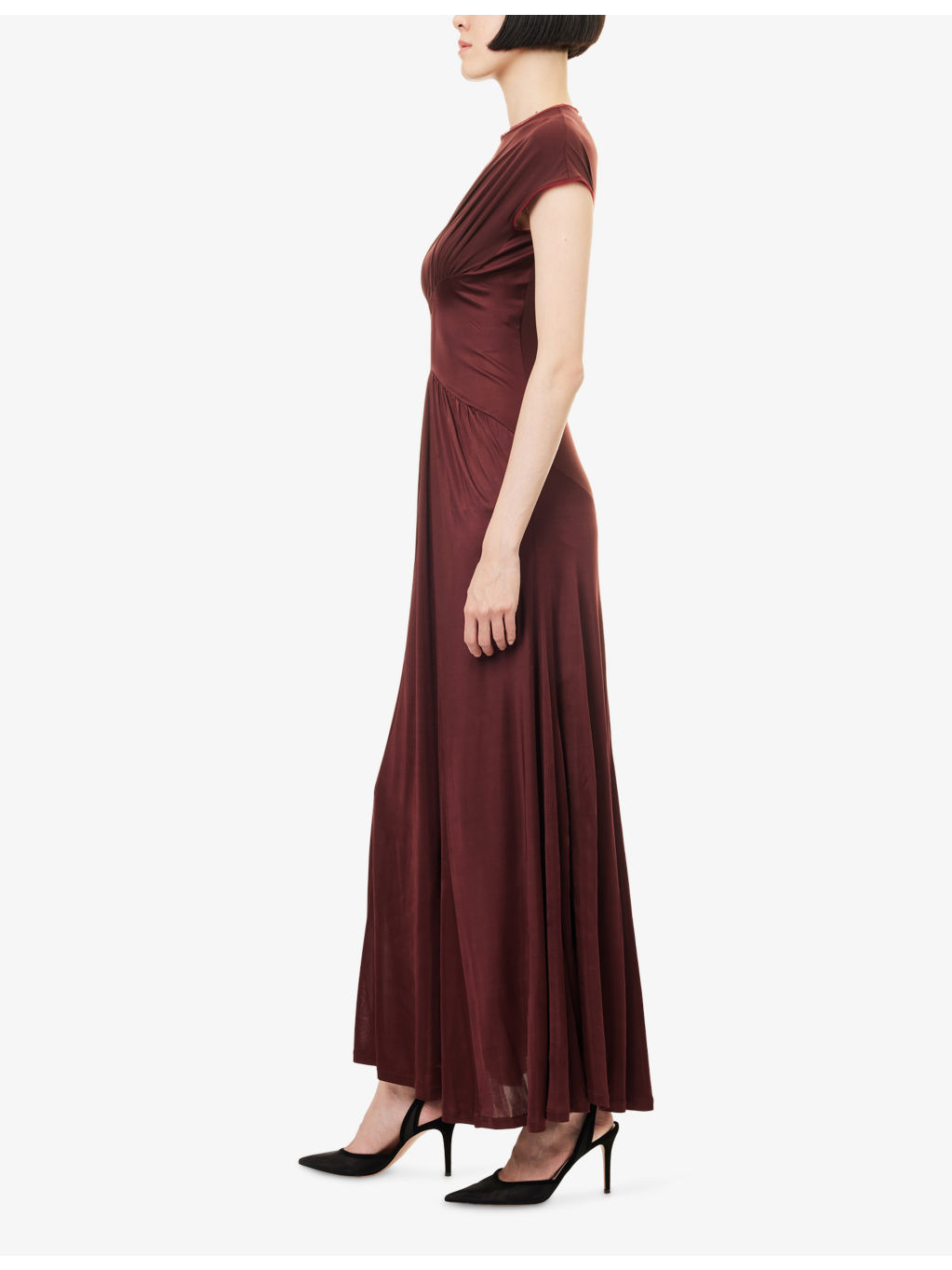 Cascading Cap-Sleeve Stretch-Jersey Maxi Dress - 3
