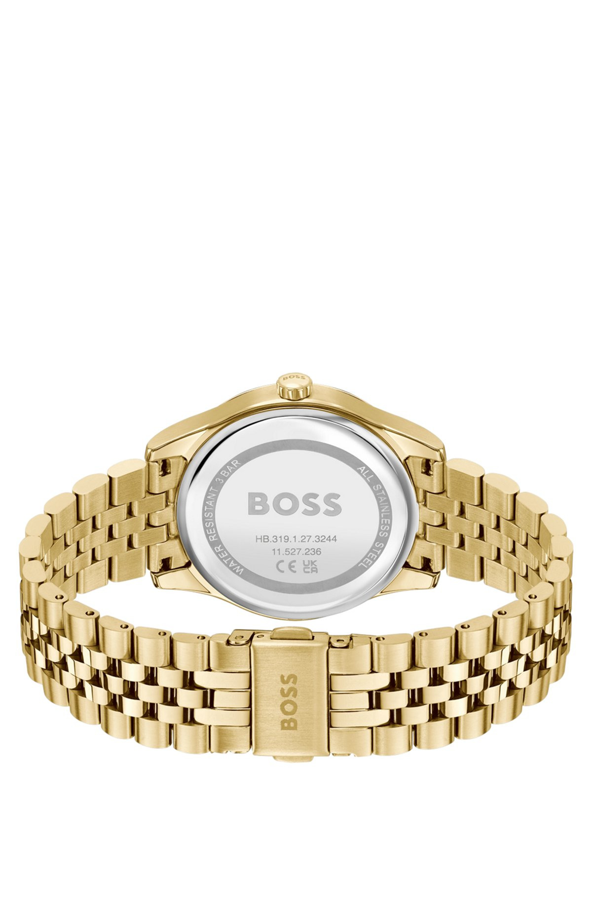 GOLD-TONE WATCH WITH GREEN DIAL AND PEARLESCENT INLAY - 3