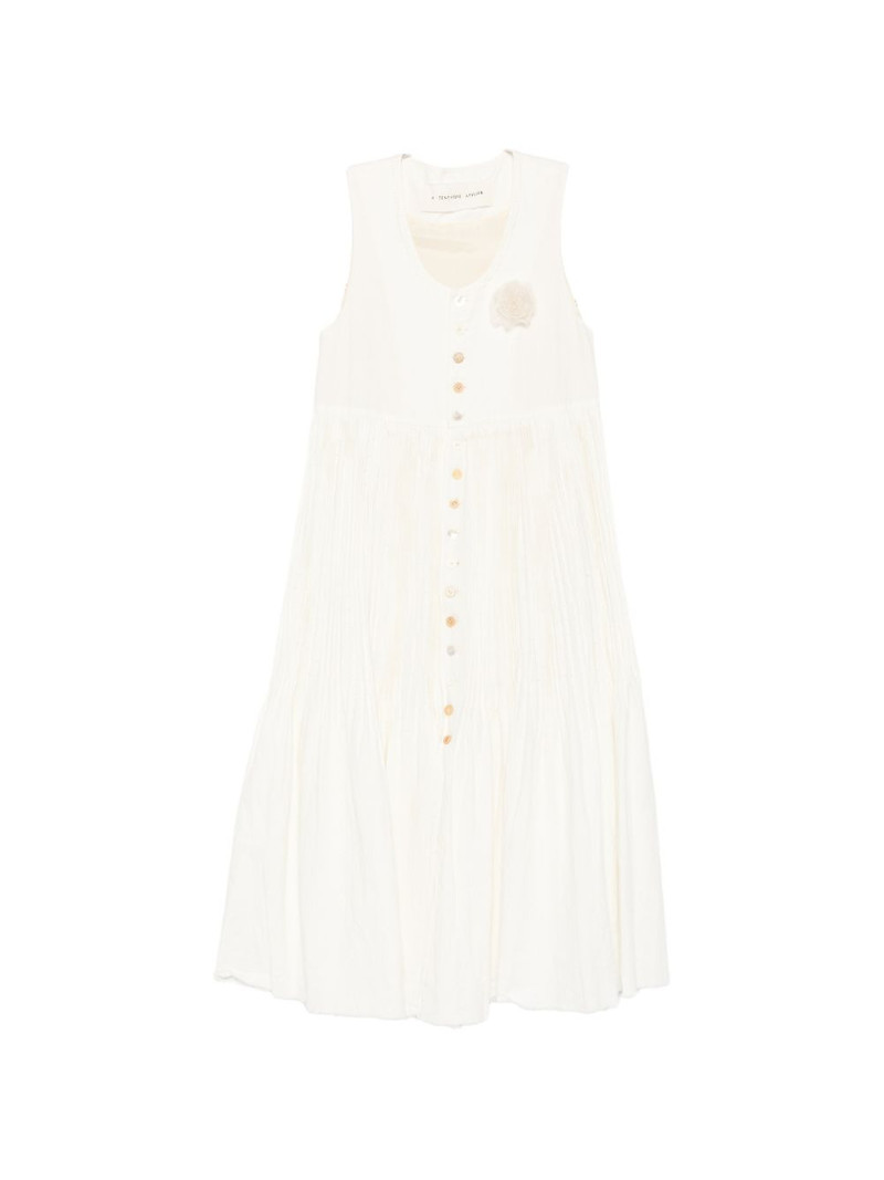 pleated floral-appliqué dress 1