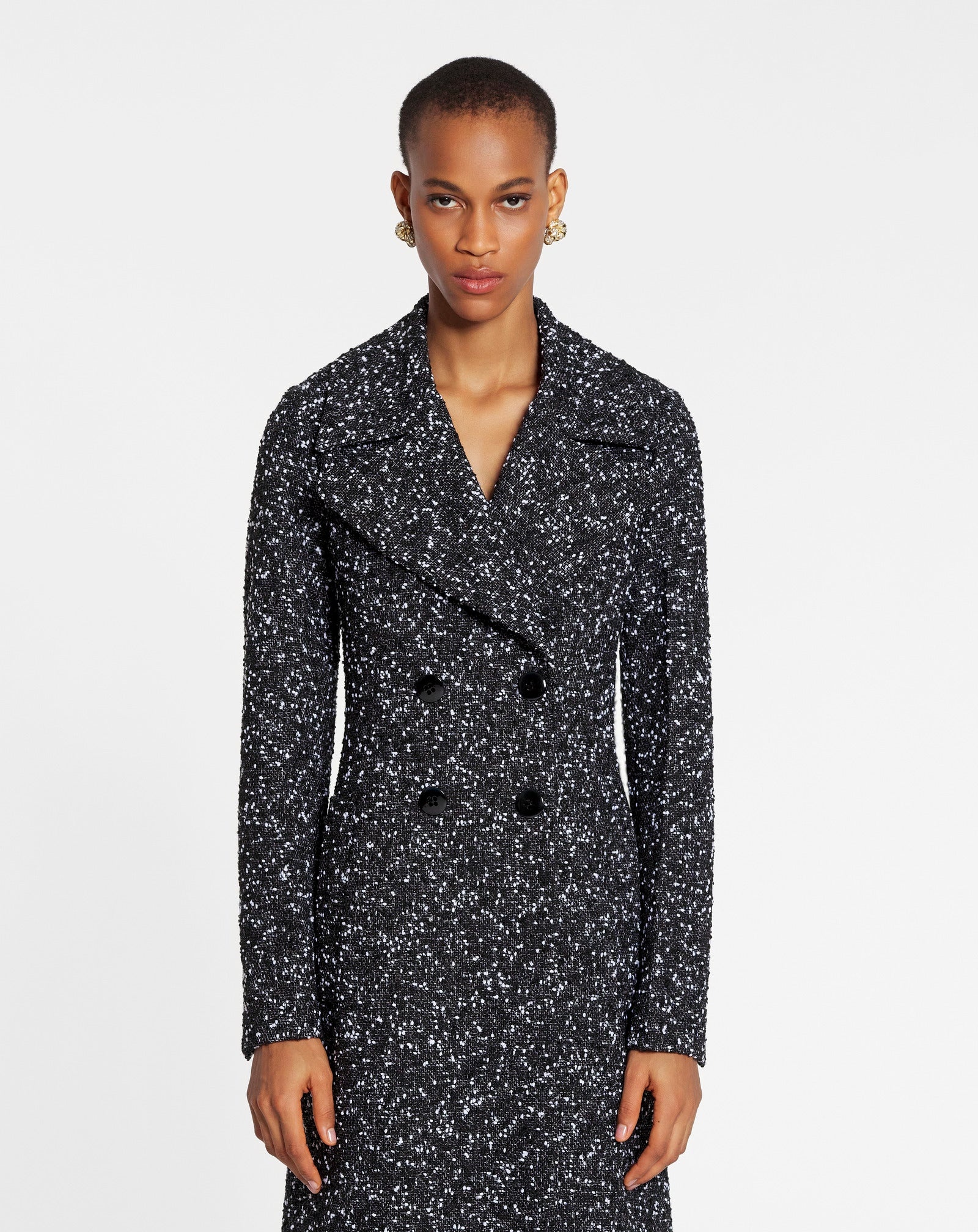 DOUBLE-BREASTED FITTED TAILORED COAT IN TWEED - 2