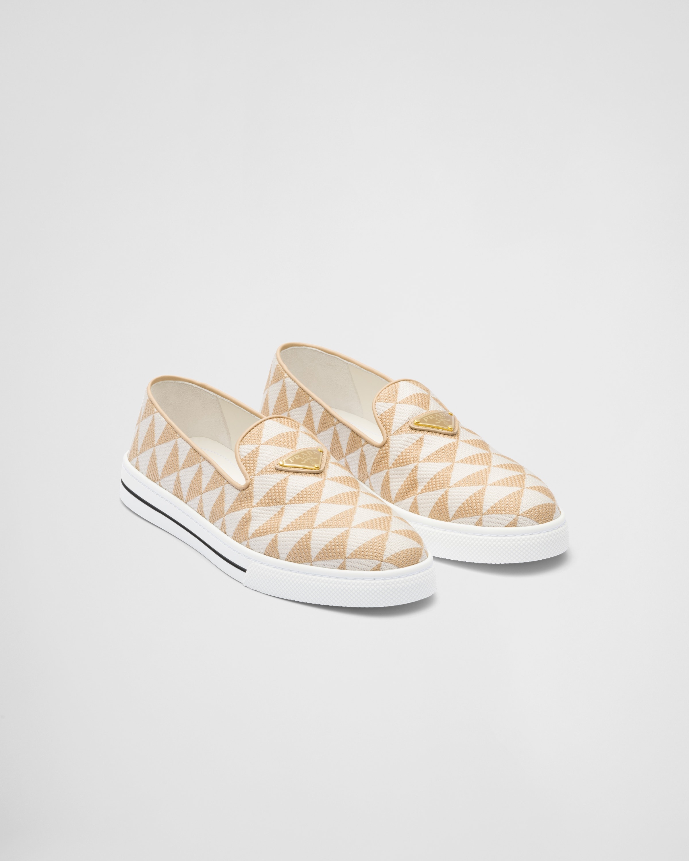 Embroidered fabric slip-on shoes - 1