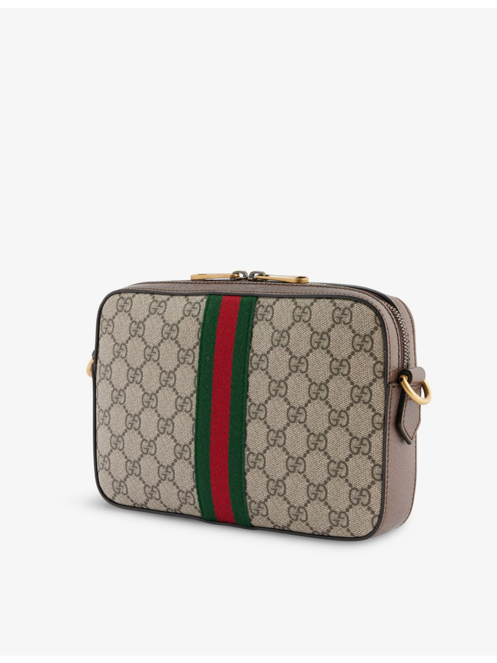 Monogram-pattern brand-plaque canvas cross-body bag - 4
