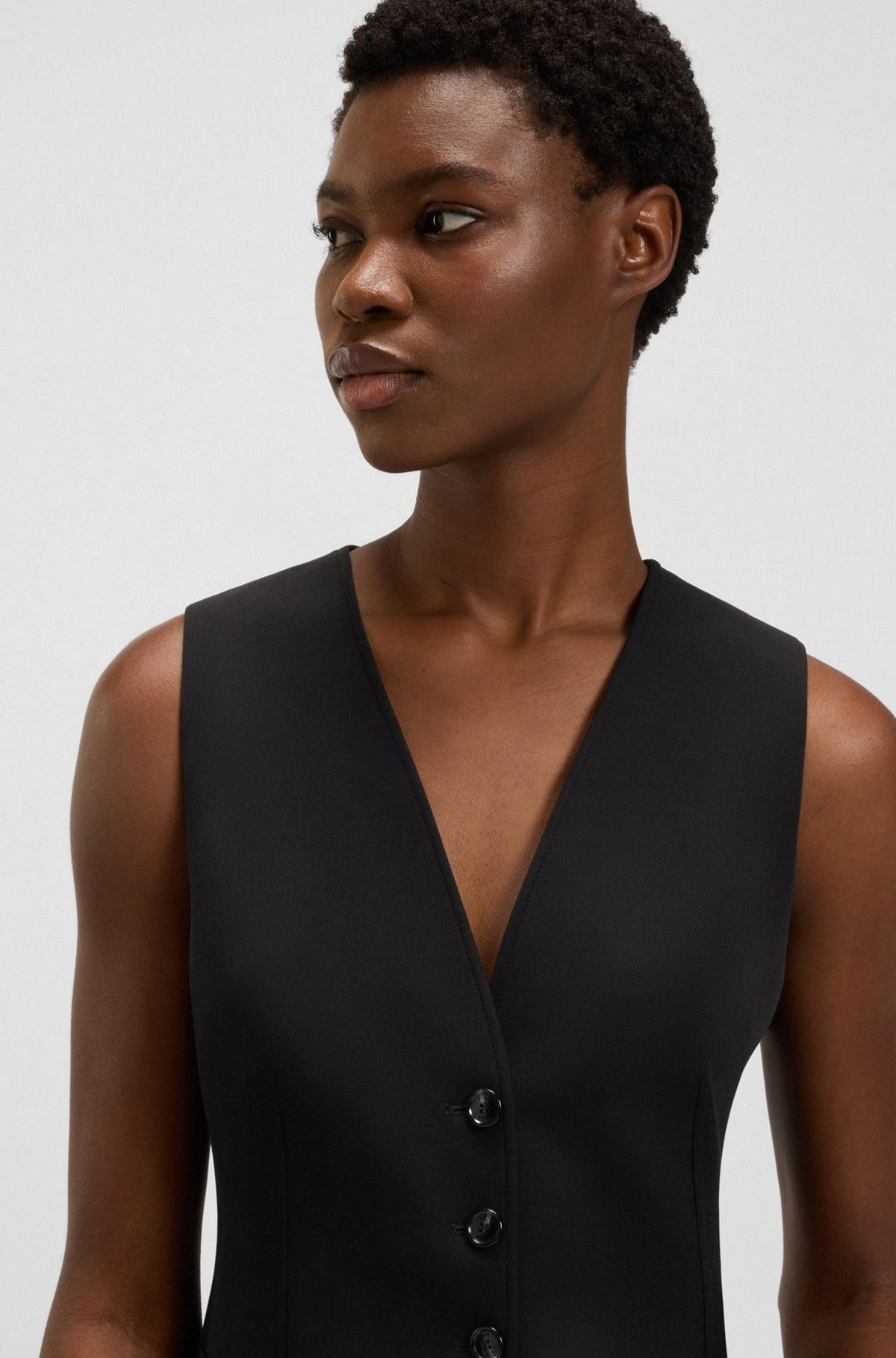 ADJUSTABLE WAISTCOAT IN STRETCH CREPE - 5