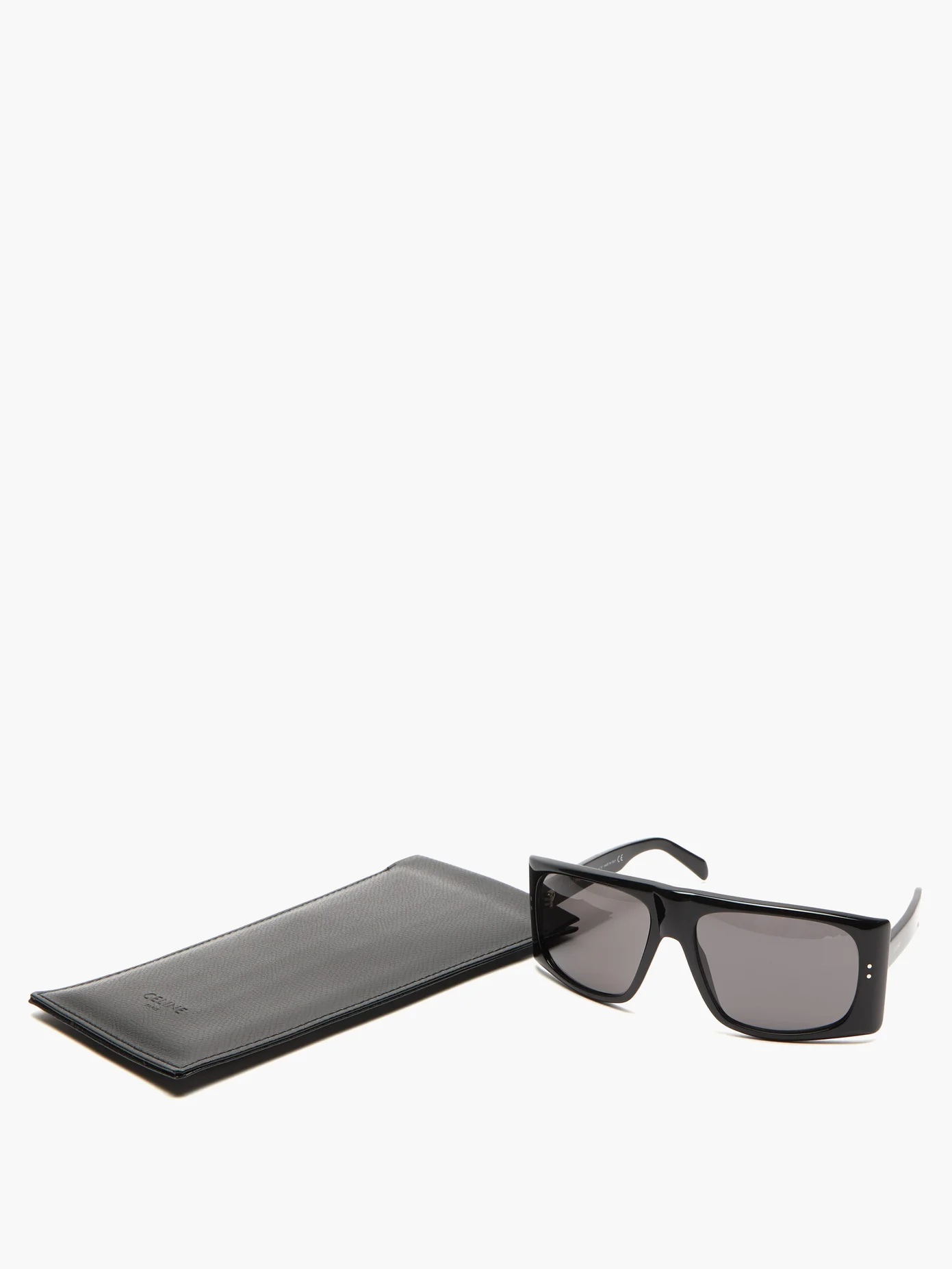 Curved flat-top rectangular acetate sunglasses - 5