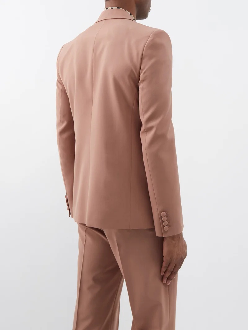 Logo-patch wool suit jacket - 5