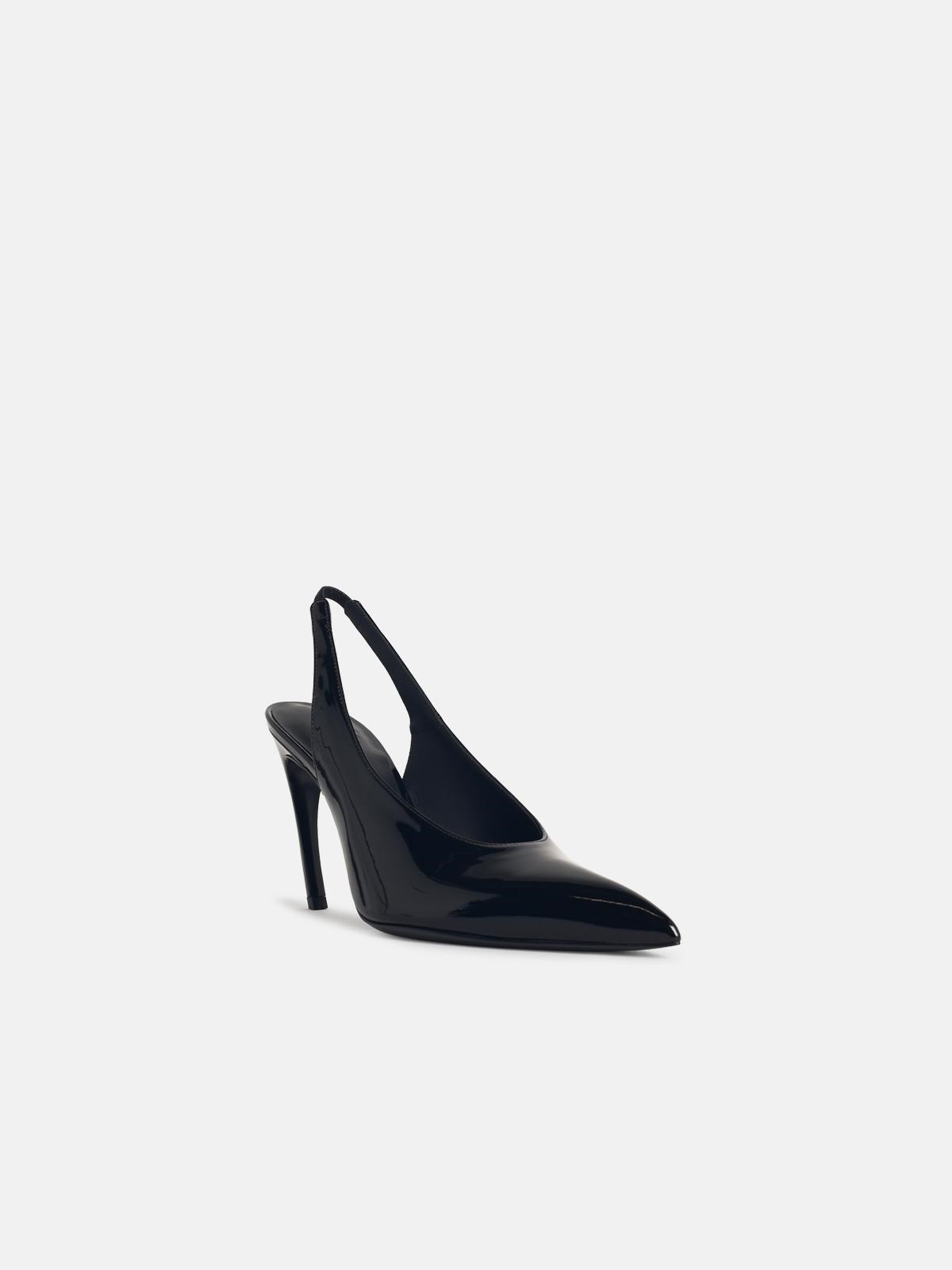 SLINGBACK 'VIPER' IN BLACK SYNTHETIC PAINT - 2