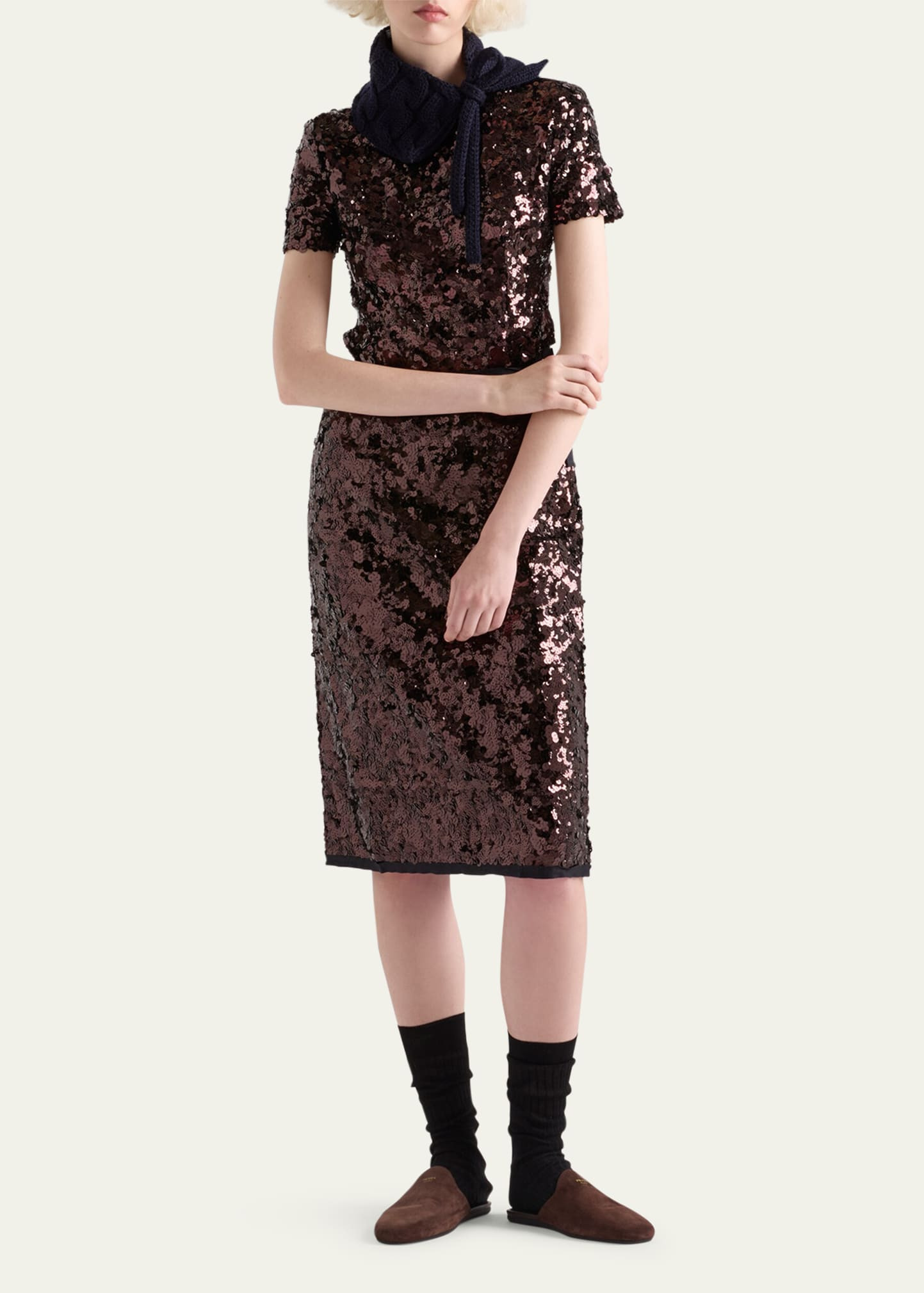 Sequined Short-Sleeve Top - 2