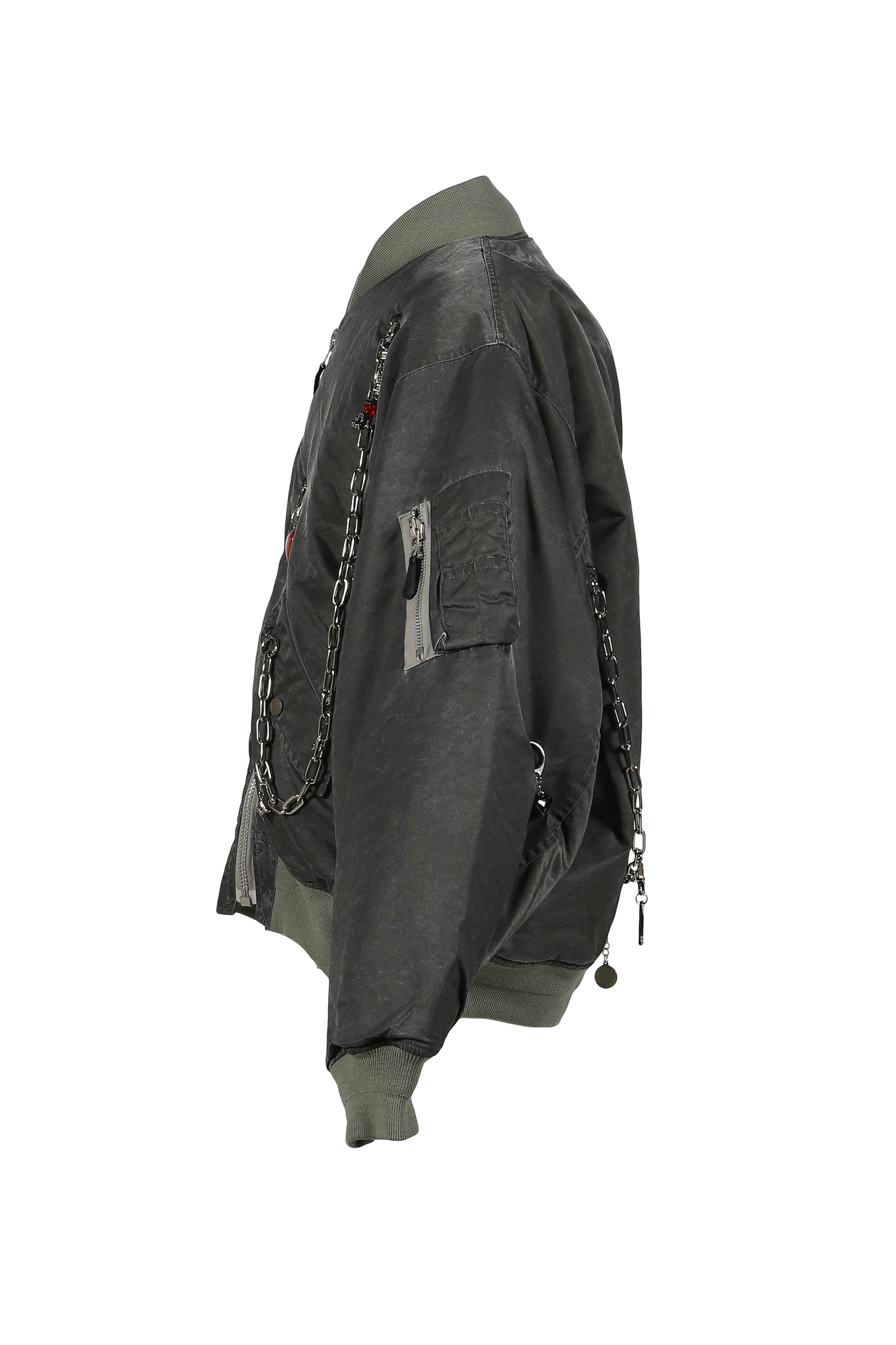 KEY CHAIN DECORATED BOMBER JACKET / KHA - 4