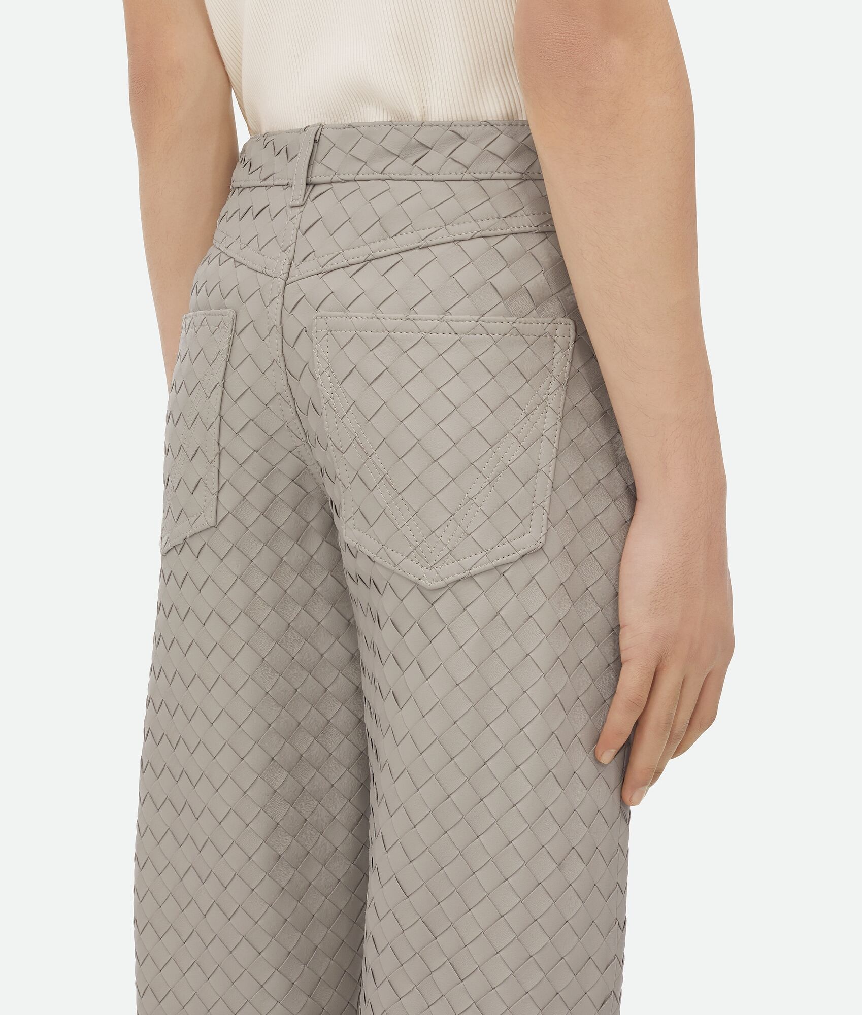 Intrecciato Leather Straight Leg Trousers - 5