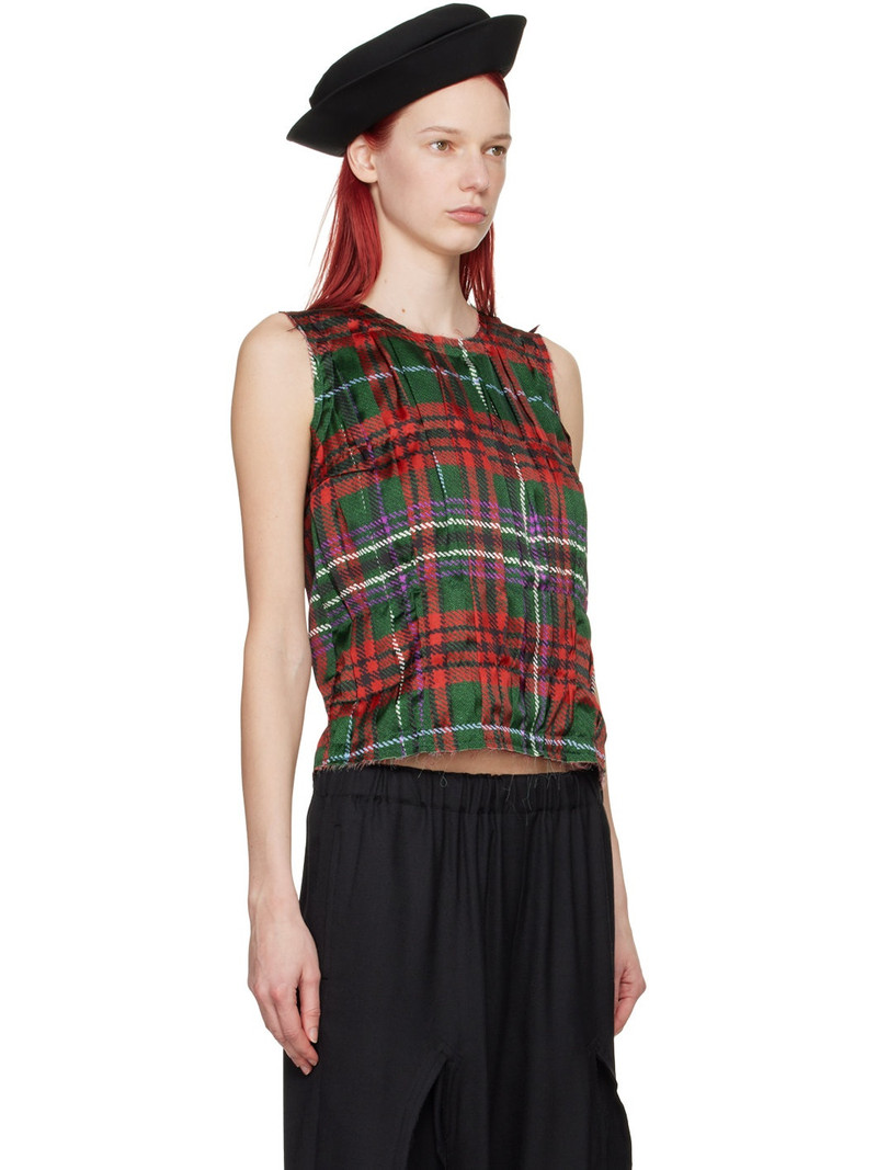 Red & Green Pleated Tank Top 2