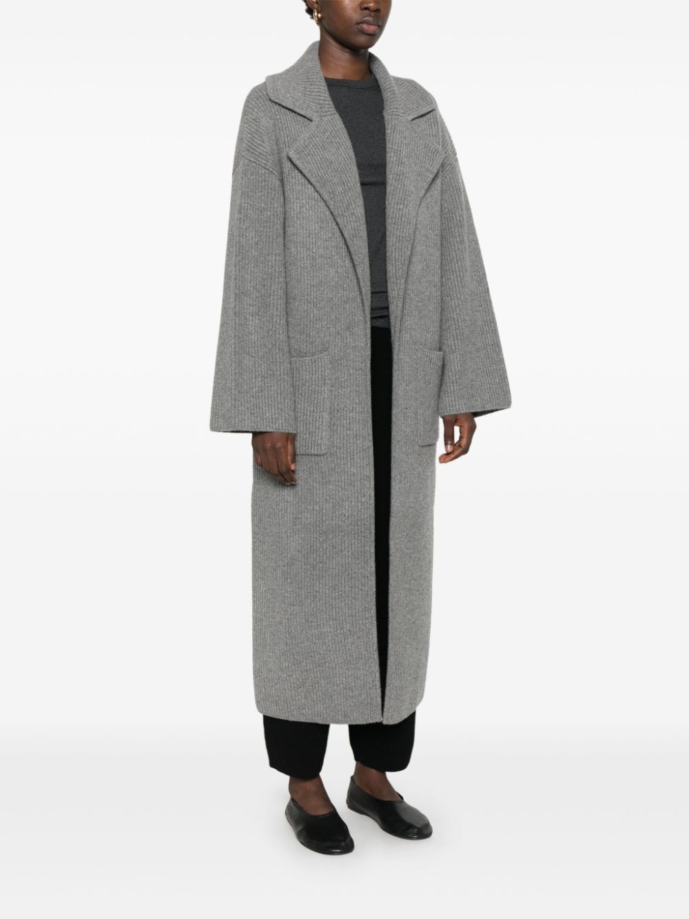 ribbed-knit cardi-coat - 3