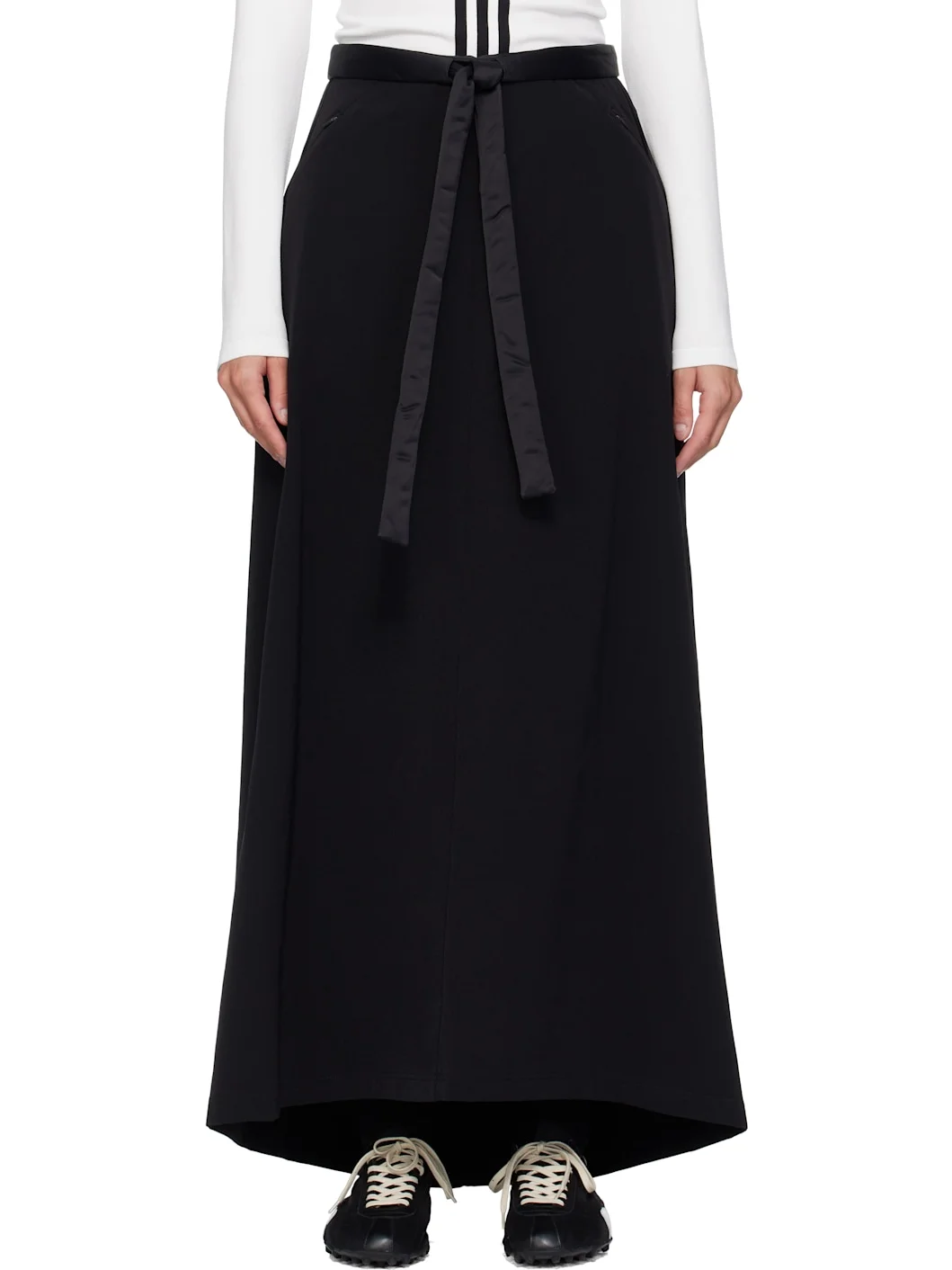 Black Padded Midi Skirt - 1