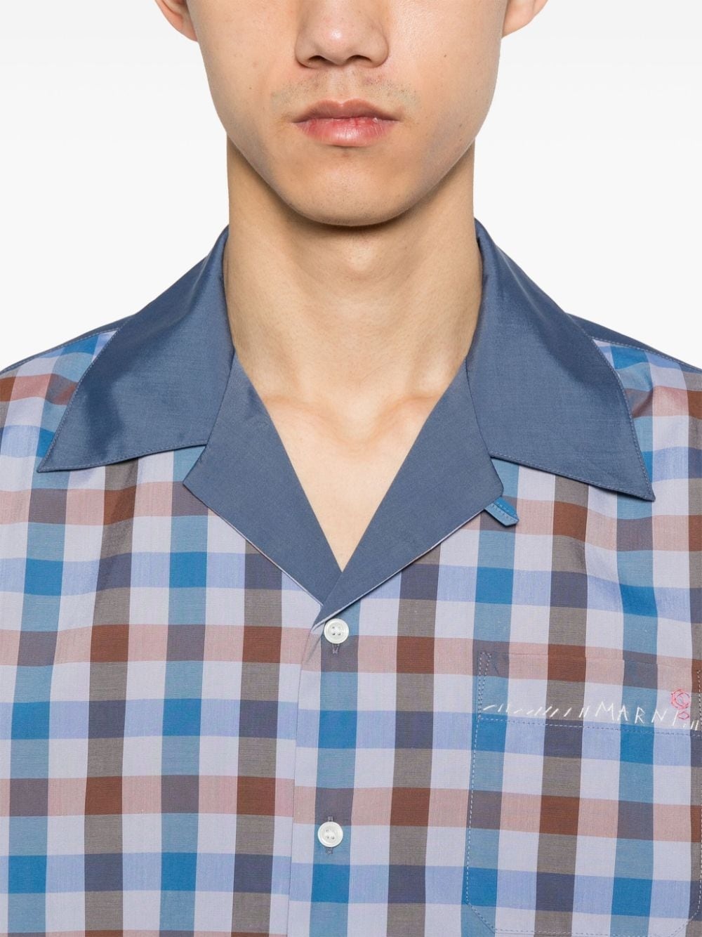 gingham-pattern bowling shirt - 5