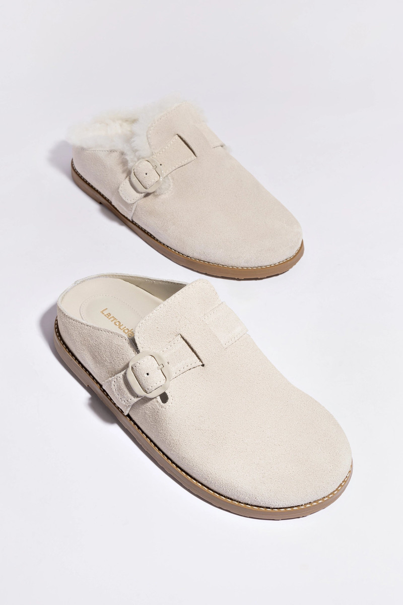 Larroudé Milan Clog In Mushroom Grey Suede outlook
