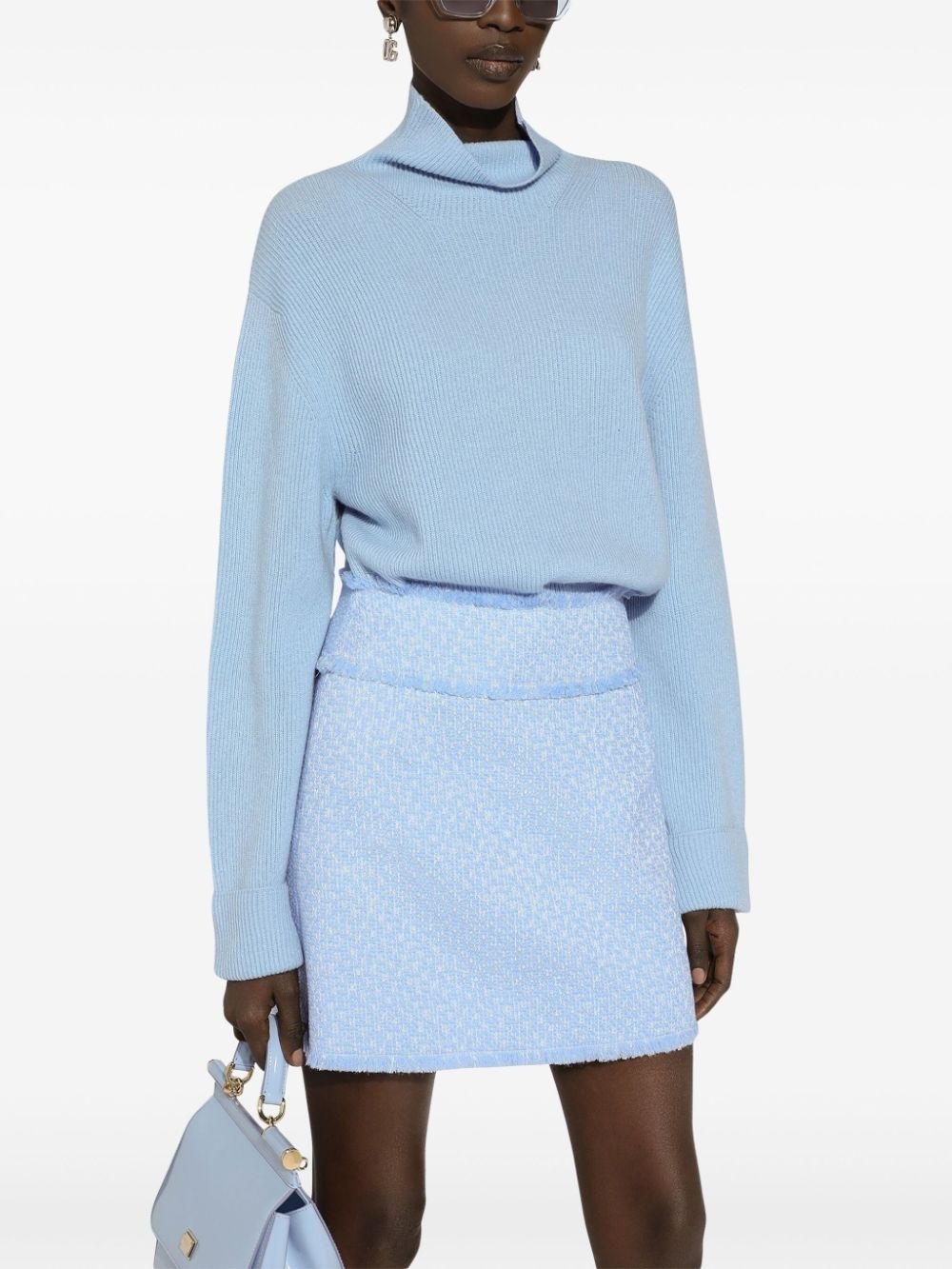 high-rise bouclÃ© flared skirt - 5