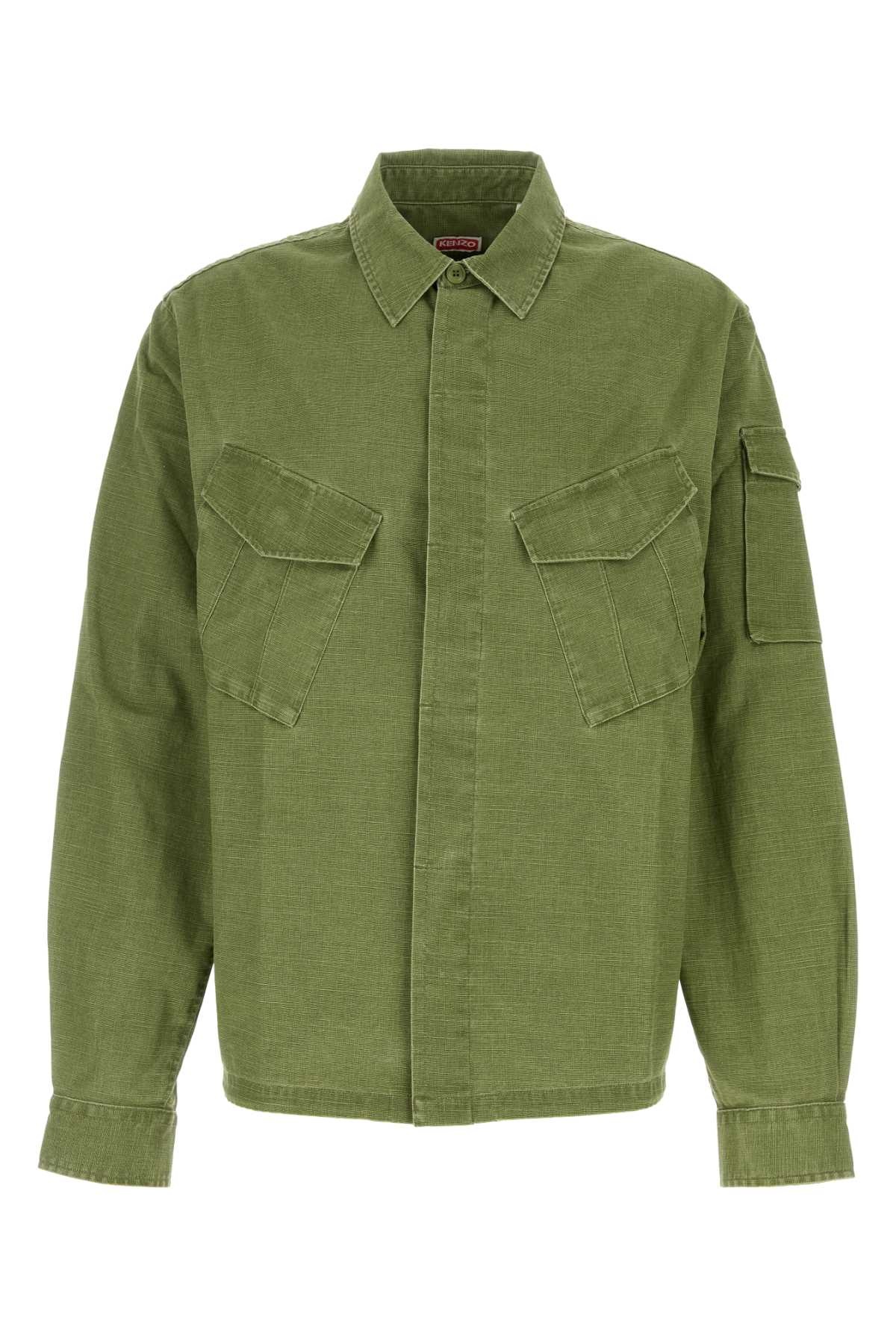 Tシャツ・カットソー KENZO SS25 Green cotton oversize shirt (FF55CH5339GD 48) KENZO Kenzo Men Green Cotton Oversize Shirt | luosophy