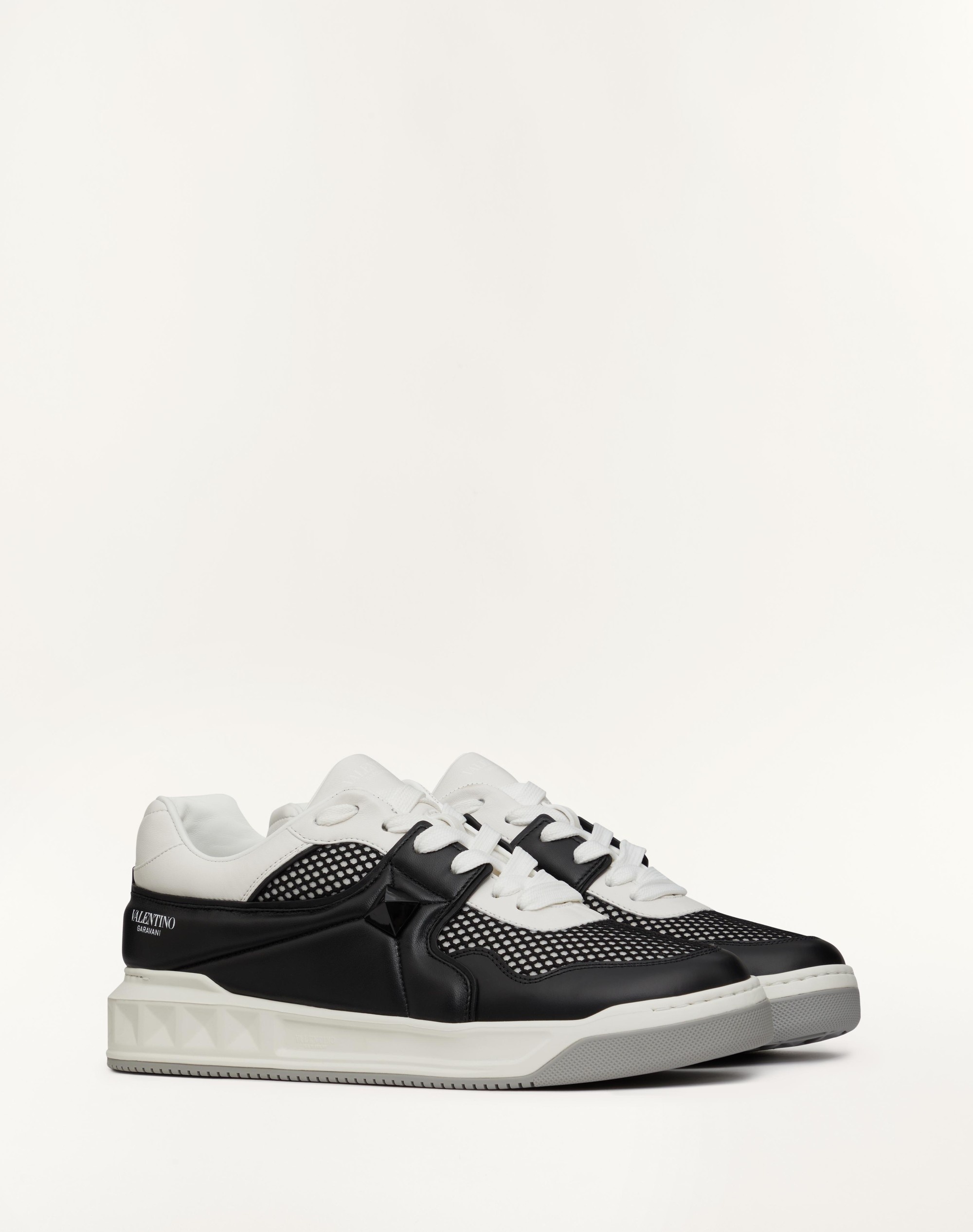 ONE STUD LOW-TOP MESH AND NAPPA LEATHER SNEAKER - 2