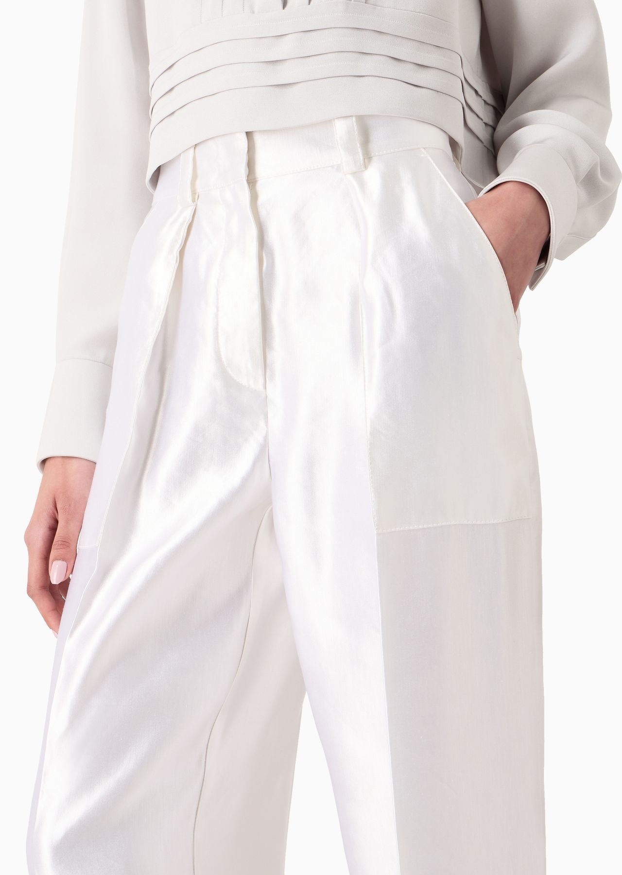 Silk and linen straight trousers - 5