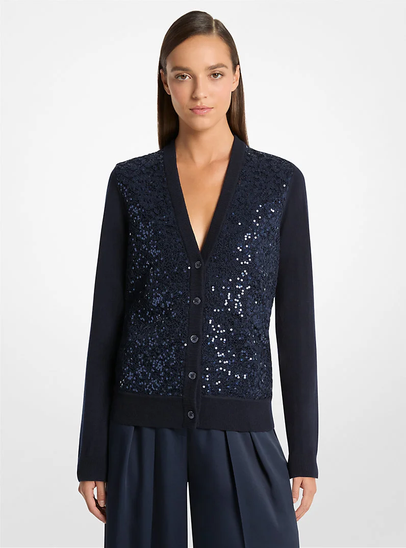 Floral Lace and Cashmere Cardigan - 1