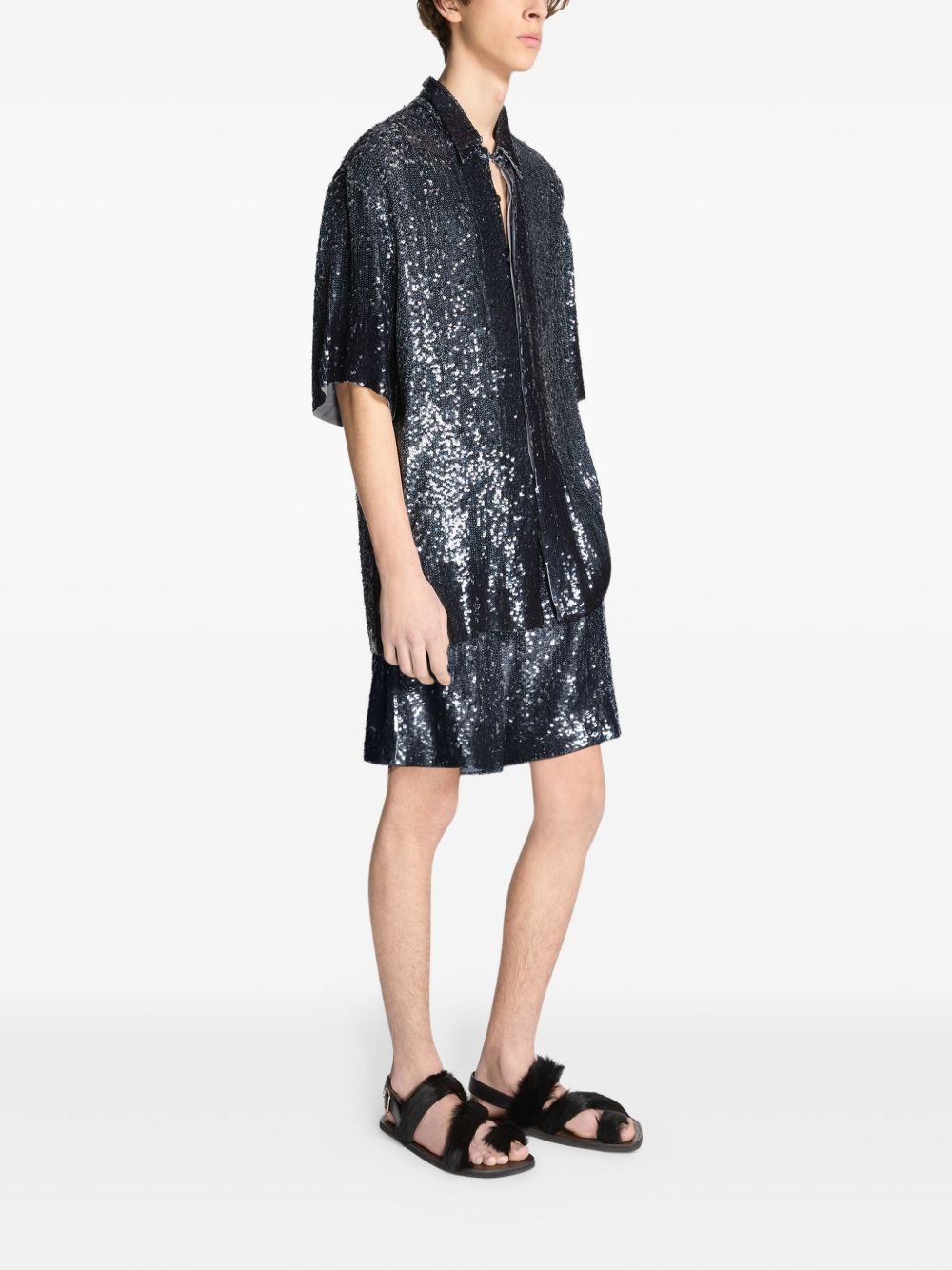 sequin-embellished short-sleeve shirt - 3