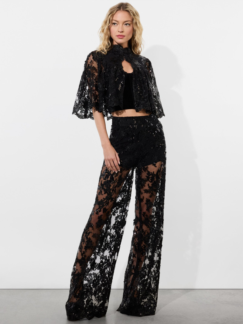 ATHENA EMBELLISHED SHEER LACE WIDE LEG PANT 6