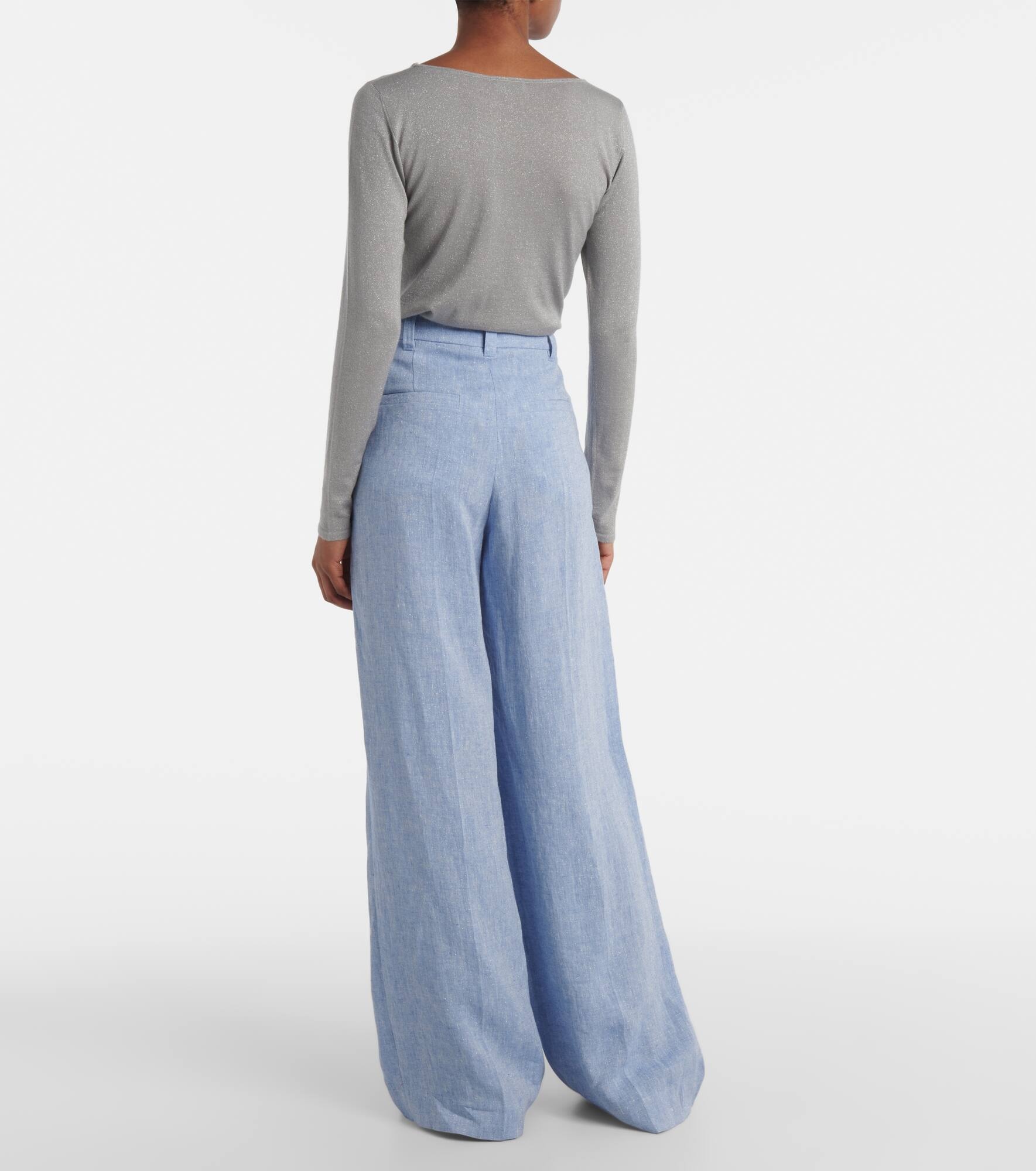 Linen-blend wide-leg pants - 3