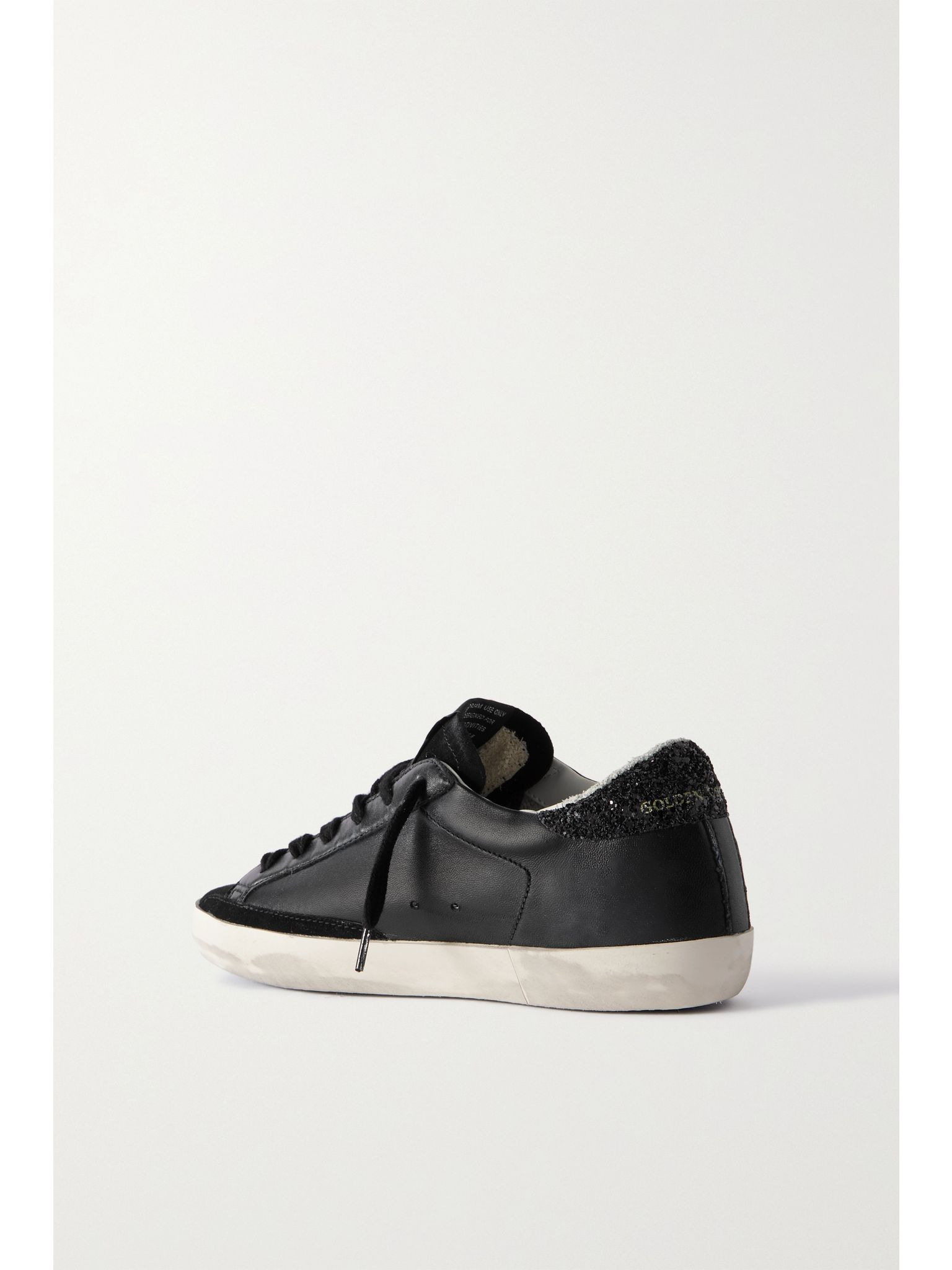 Super-Star distressed glittered leather and suede sneakers Black - 3