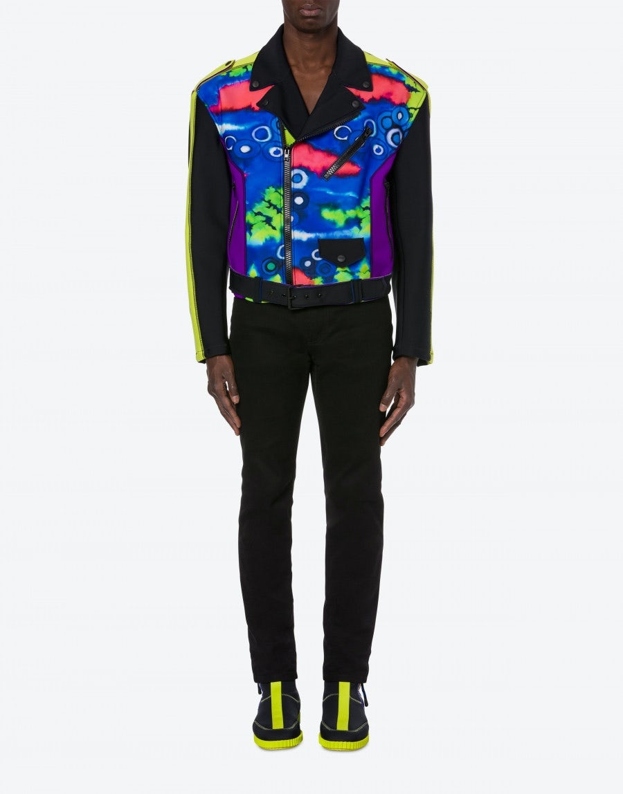 TIE DYE PRINT NYLON ELASTANE SCUBA BIKER - 2