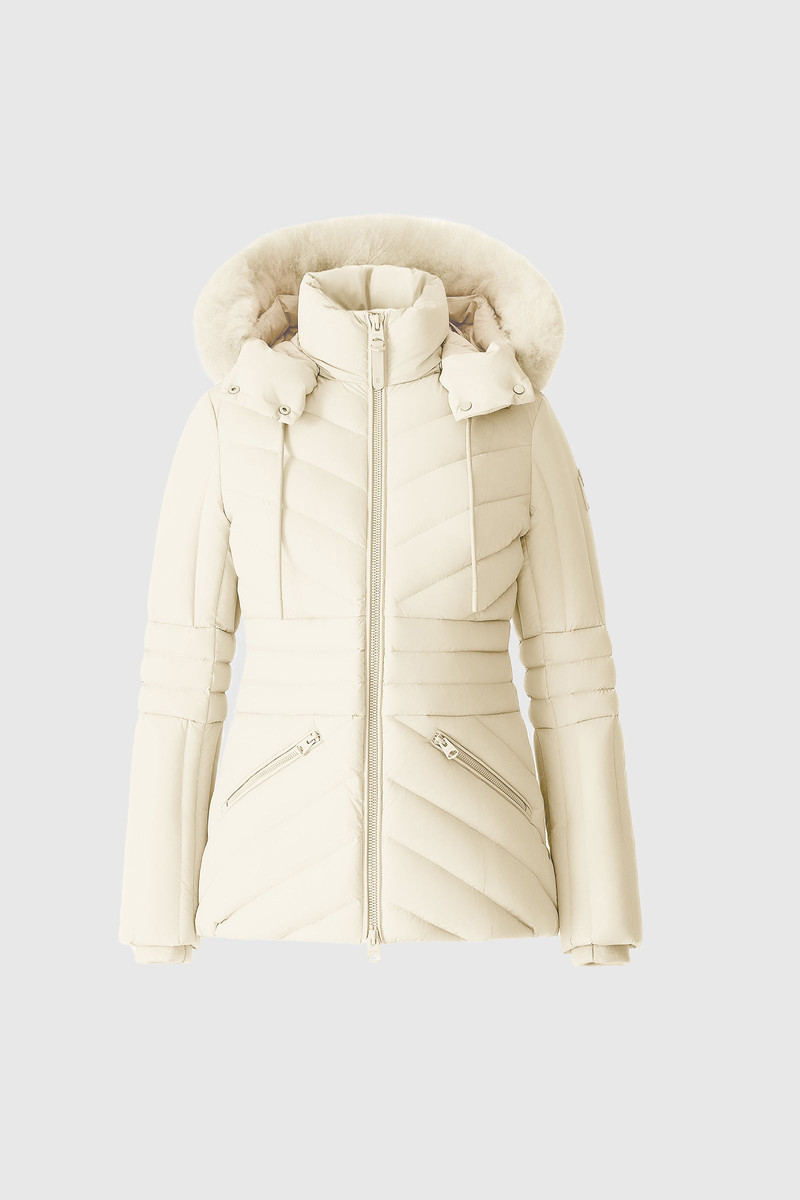 NADIA-SHZ Hooded Down Jacket With Shearling Trim 1