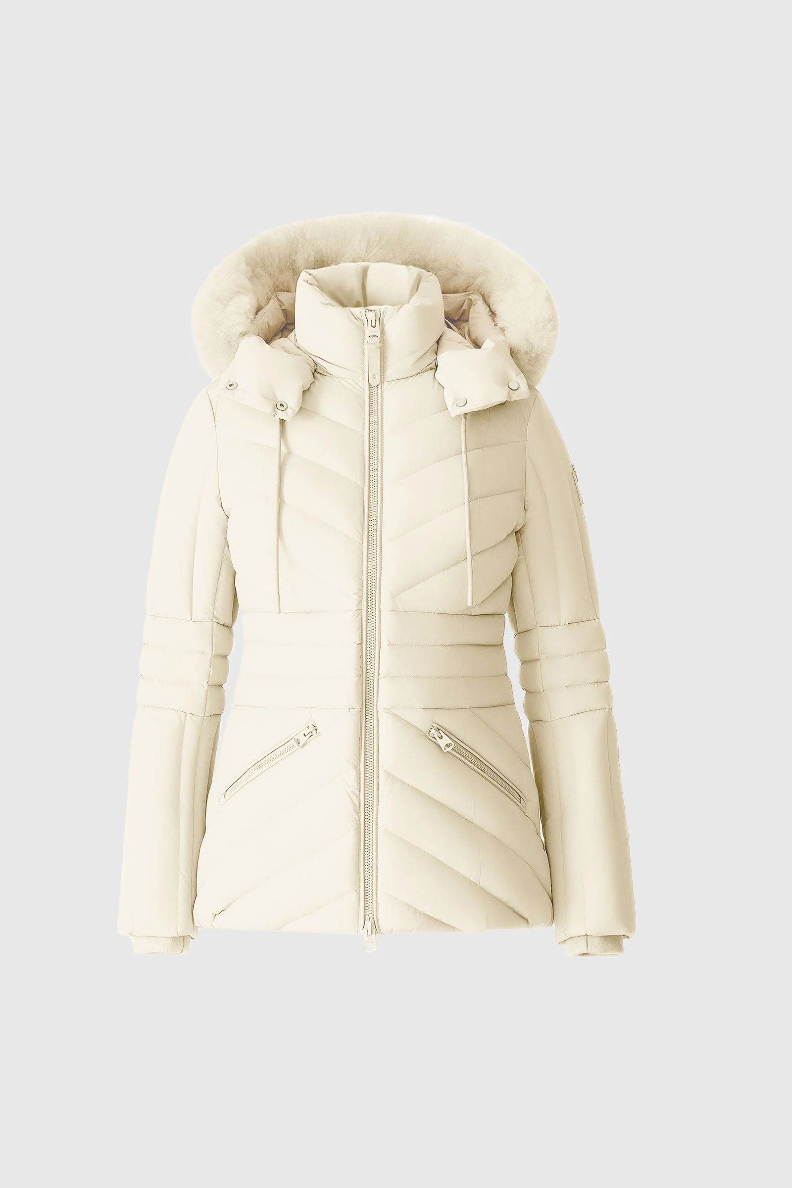 NADIA-SHZ Hooded Down Jacket With Shearling Trim - 1