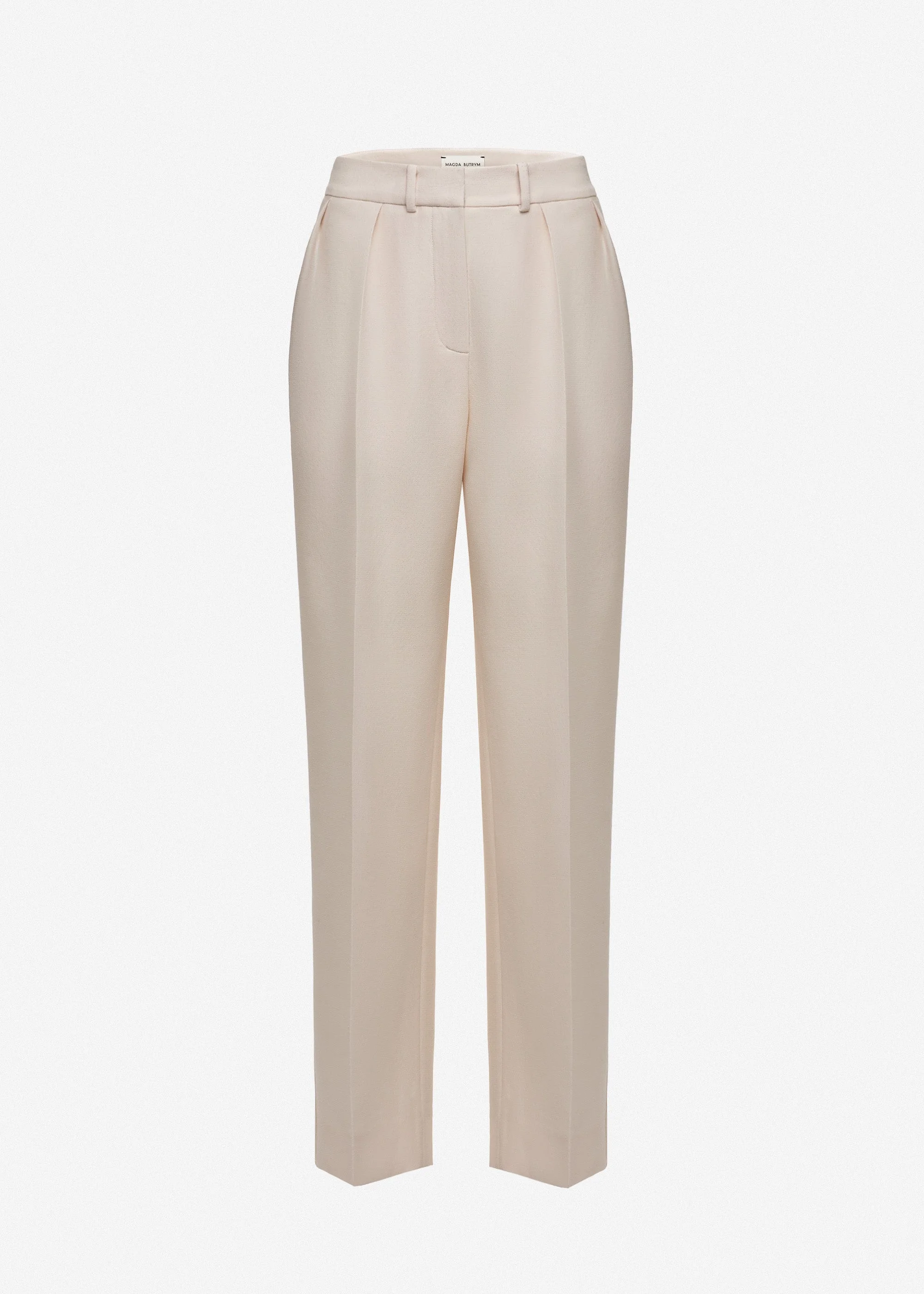 Straight-leg silk and wool trousers in cream - 1