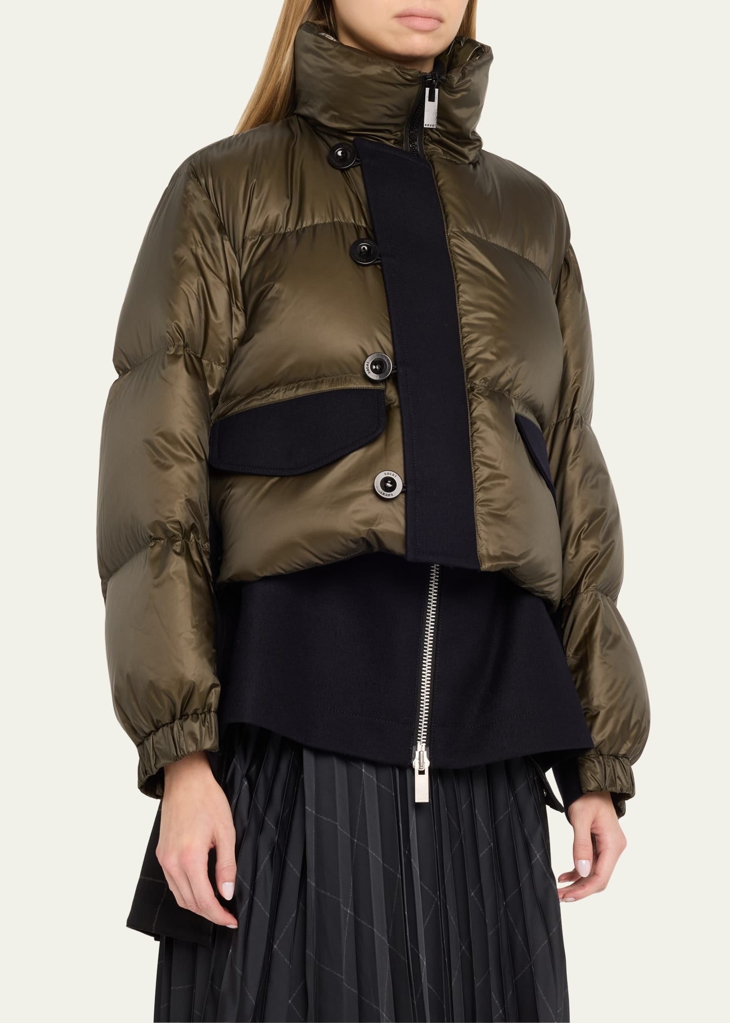 High-Neck Puffer Underlay Jacket - 4